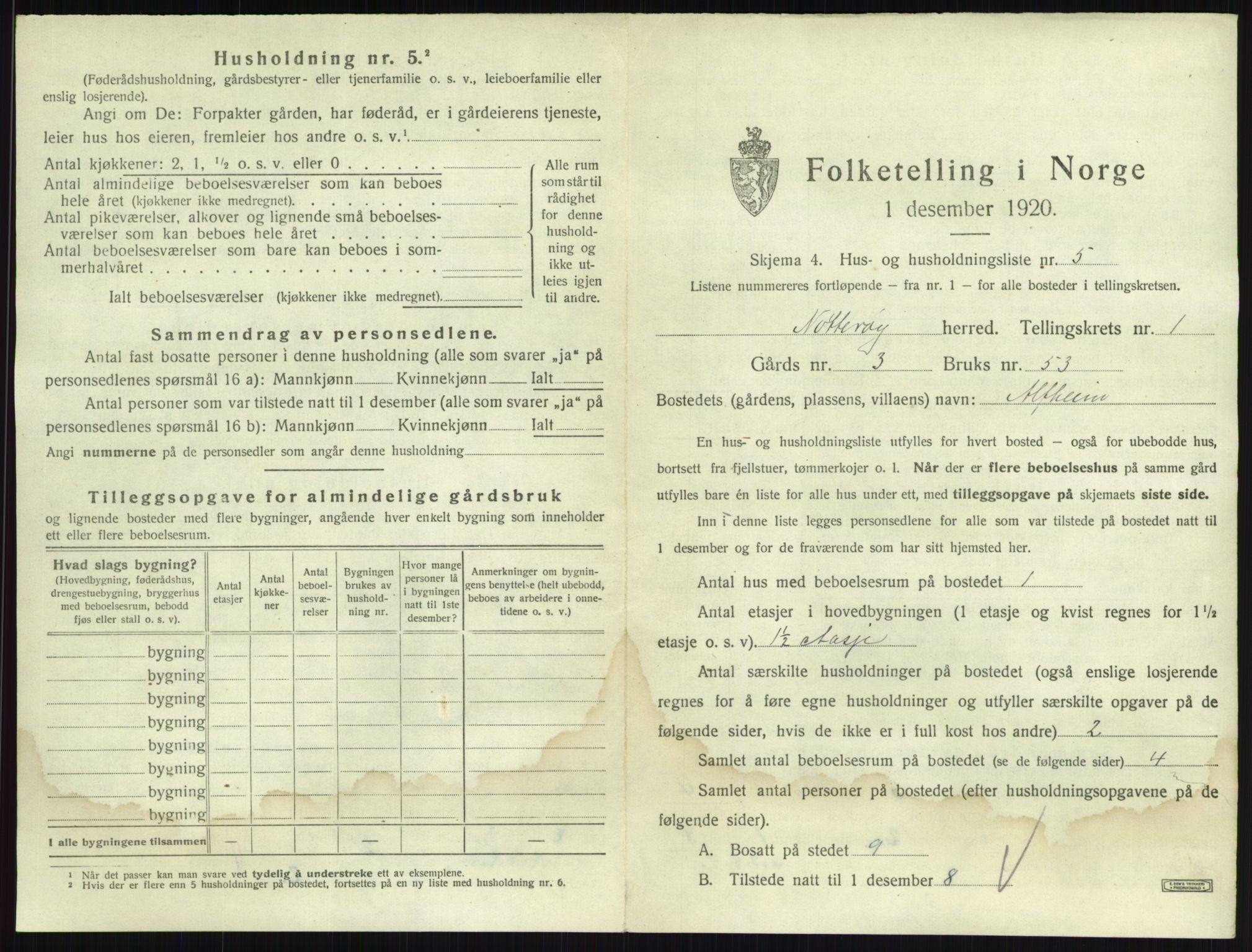 SAKO, 1920 census for Nøtterøy, 1920, p. 76