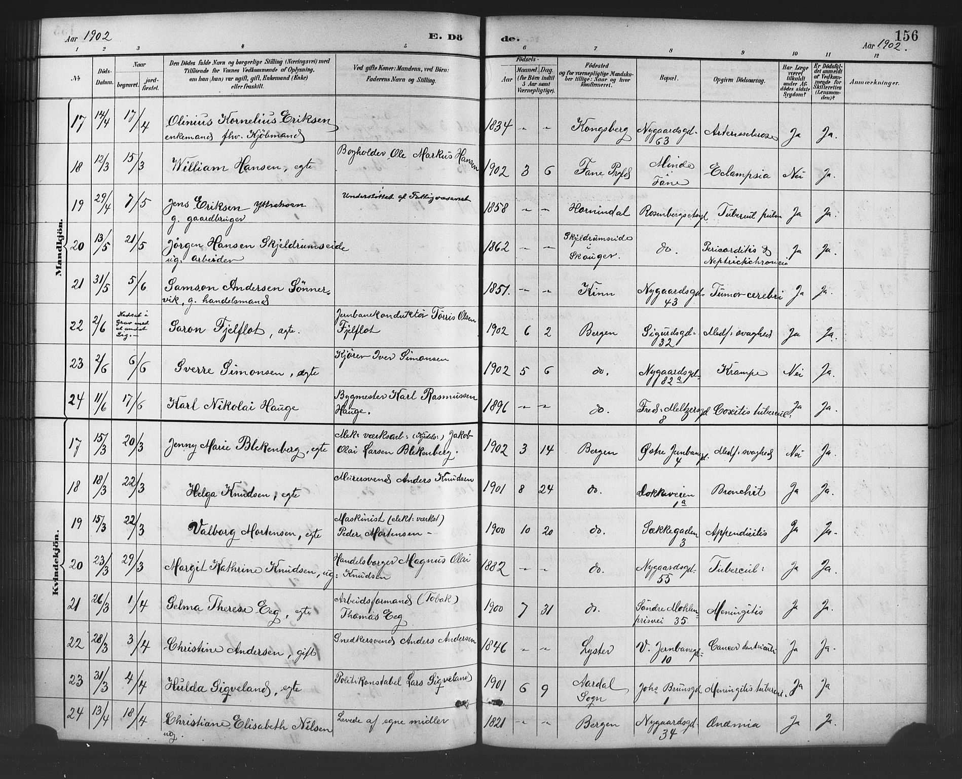 Johanneskirken sokneprestembete, SAB/A-76001/H/Hab: Parish register (copy) no. D 1, 1885-1915, p. 156