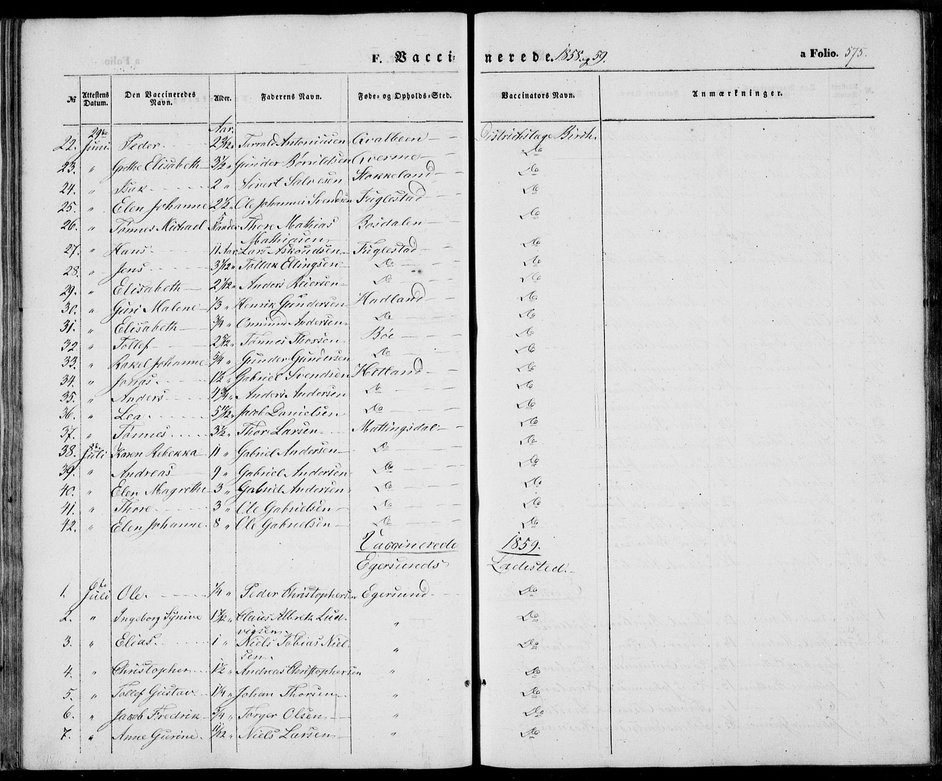 Eigersund sokneprestkontor, SAST/A-101807/S08/L0013: Parish register (official) no. A 12.2, 1850-1865, p. 575