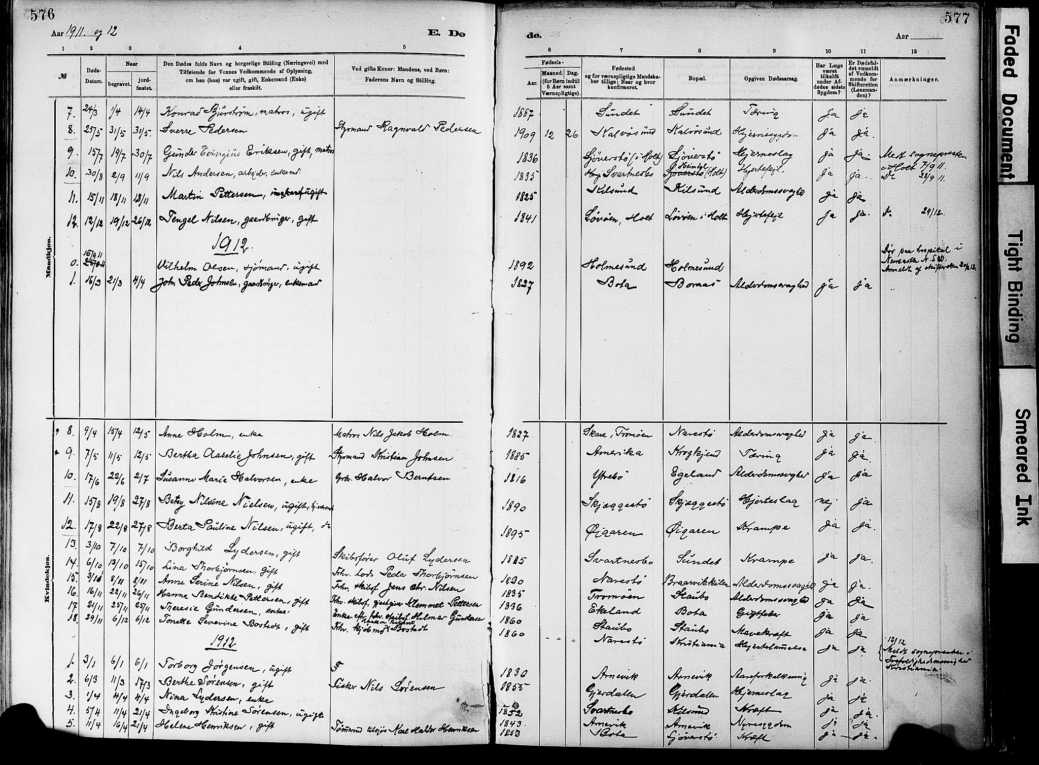 Dypvåg sokneprestkontor, SAK/1111-0007/F/Fa/Fab/L0001: Parish register (official) no. A 1, 1885-1912, p. 576-577