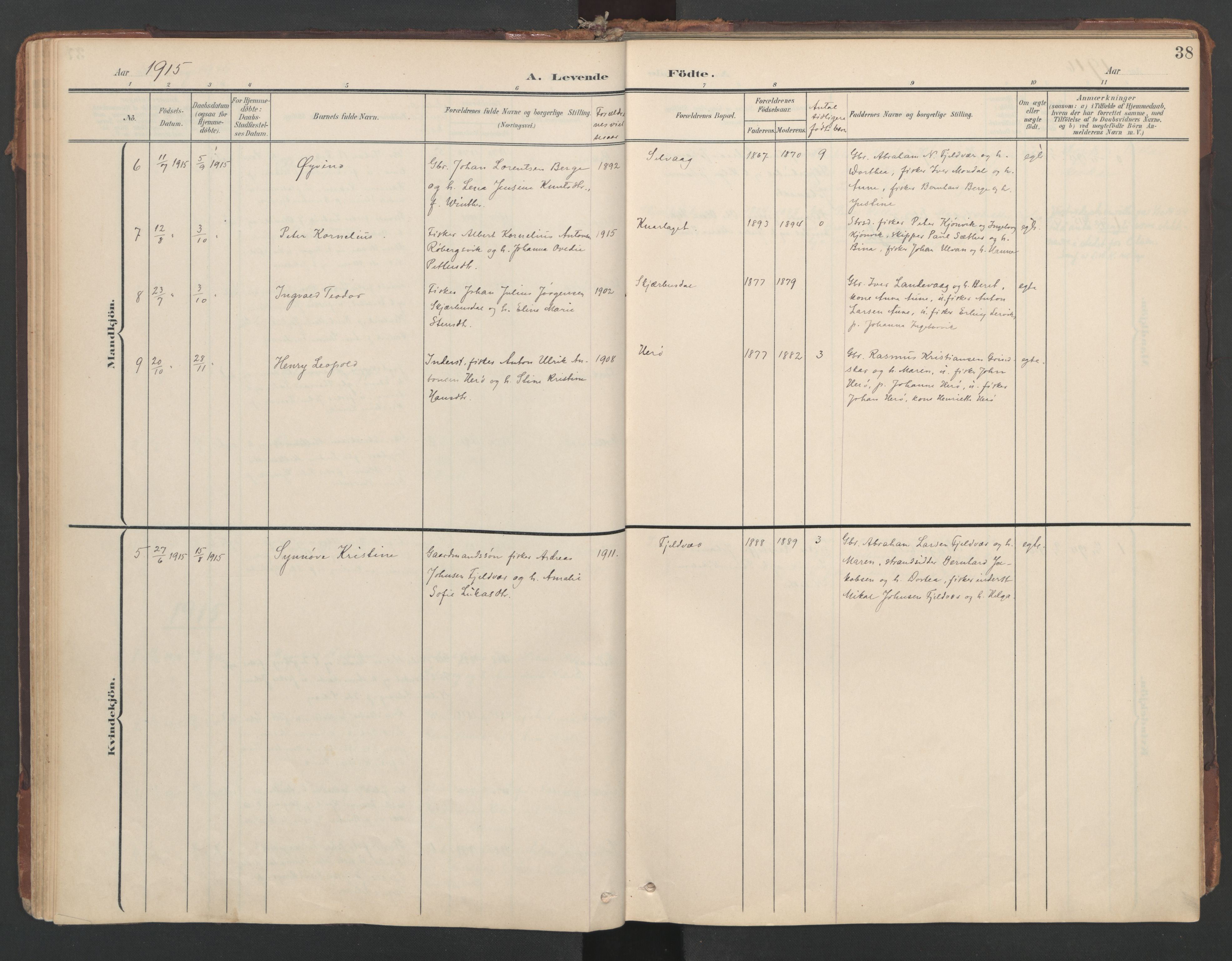 Ministerialprotokoller, klokkerbøker og fødselsregistre - Sør-Trøndelag, SAT/A-1456/638/L0568: Parish register (official) no. 638A01, 1901-1916, p. 38