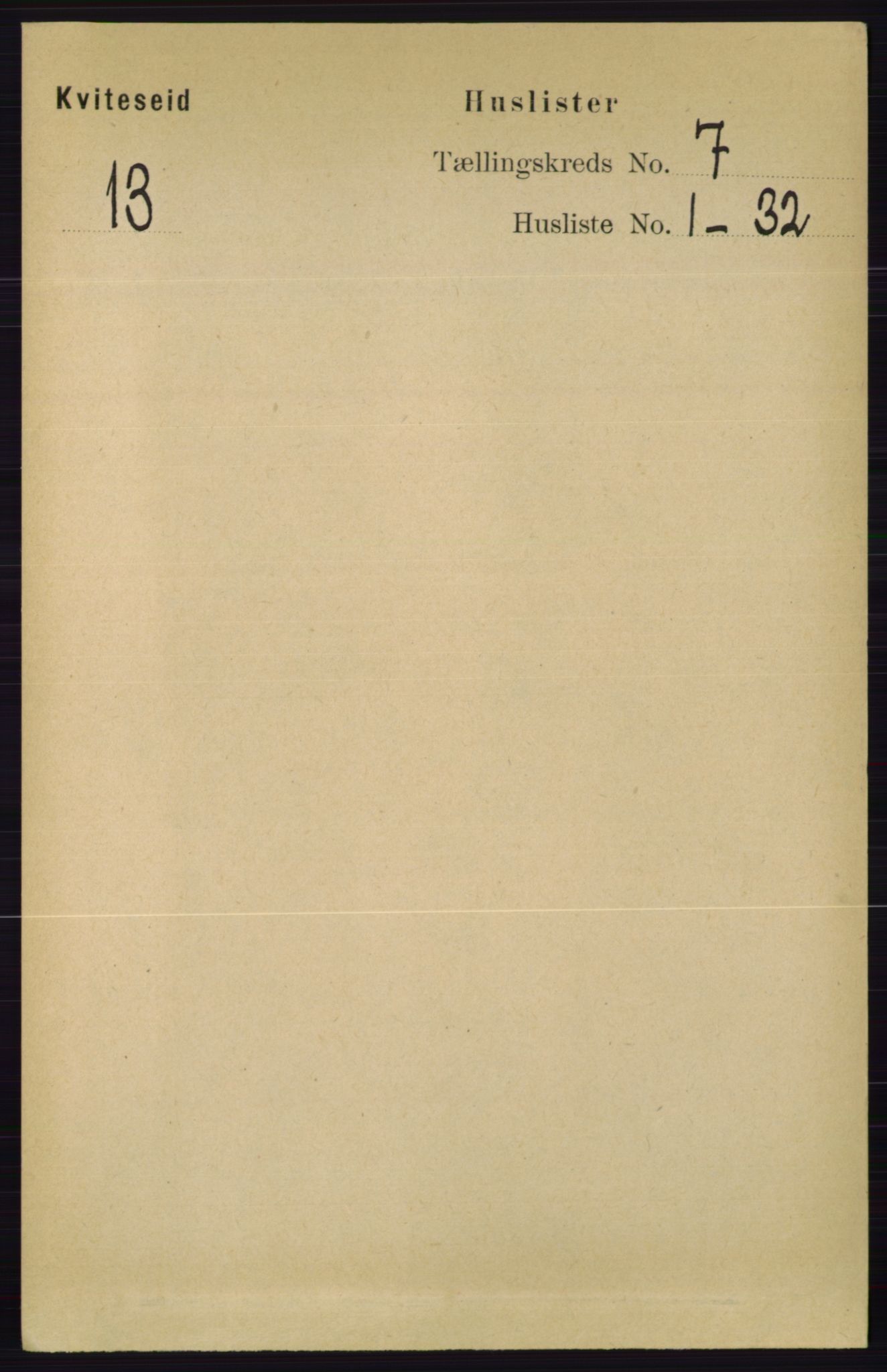 RA, 1891 census for 0829 Kviteseid, 1891, p. 1329