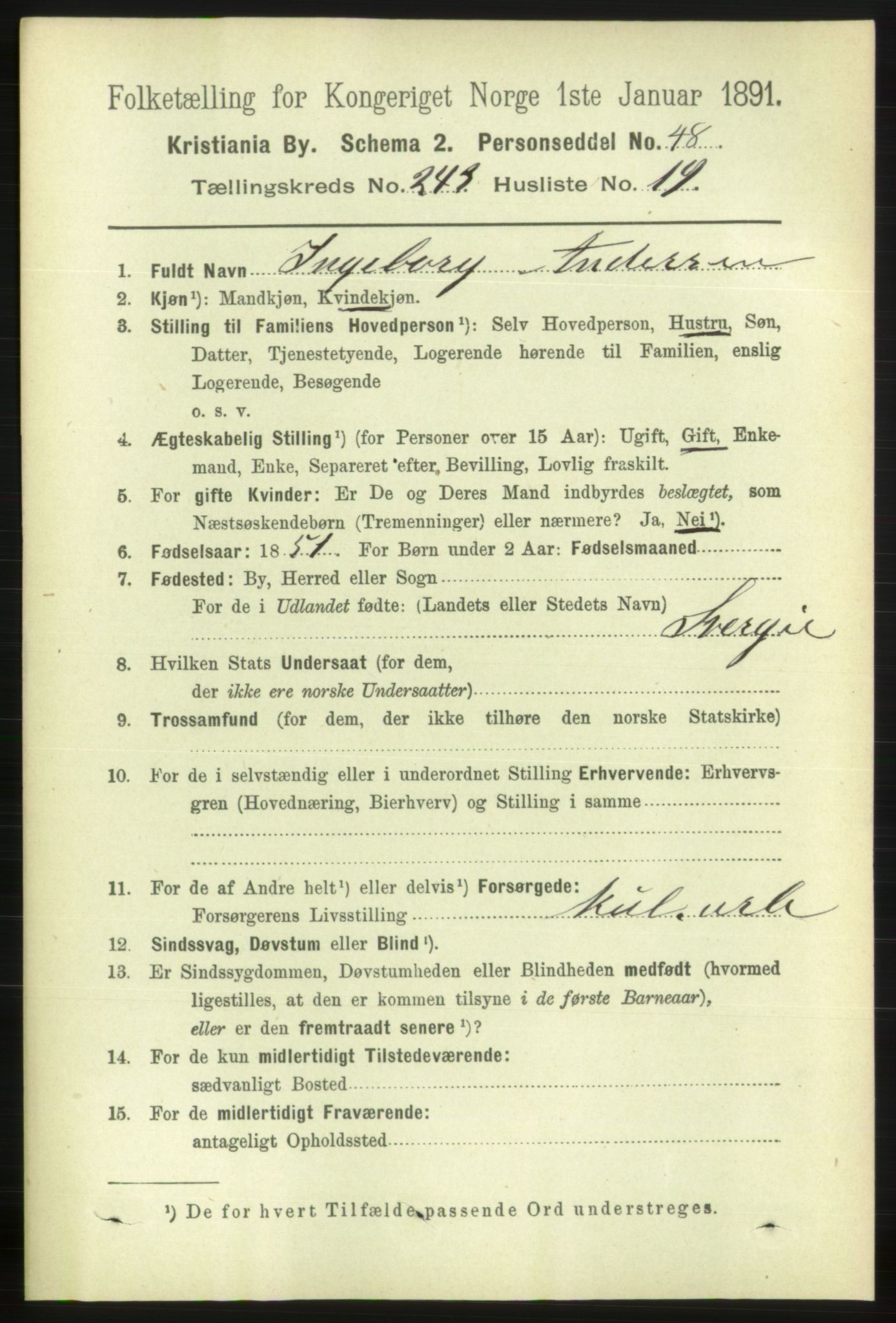 RA, 1891 census for 0301 Kristiania, 1891, p. 148232