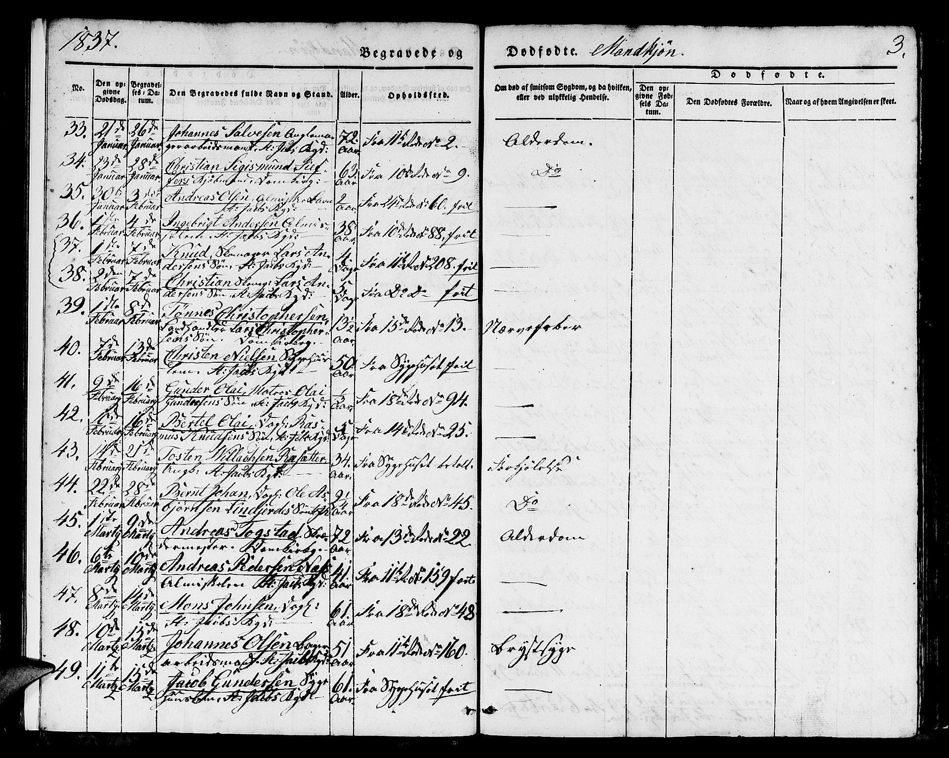 Domkirken sokneprestembete, SAB/A-74801/H/Hab/L0037: Parish register (copy) no. E 1, 1836-1848, p. 3