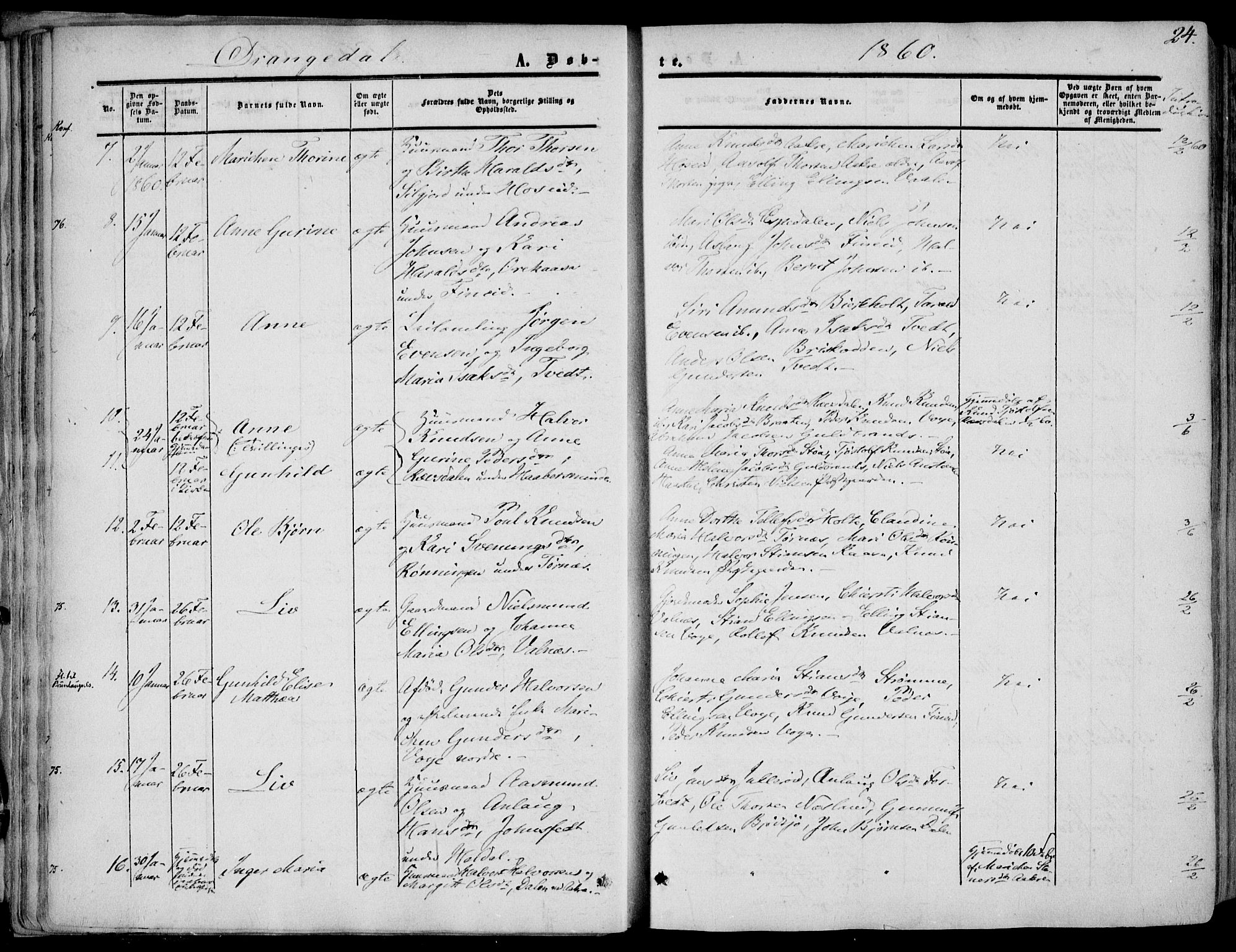 Drangedal kirkebøker, SAKO/A-258/F/Fa/L0008: Parish register (official) no. 8, 1857-1871, p. 24