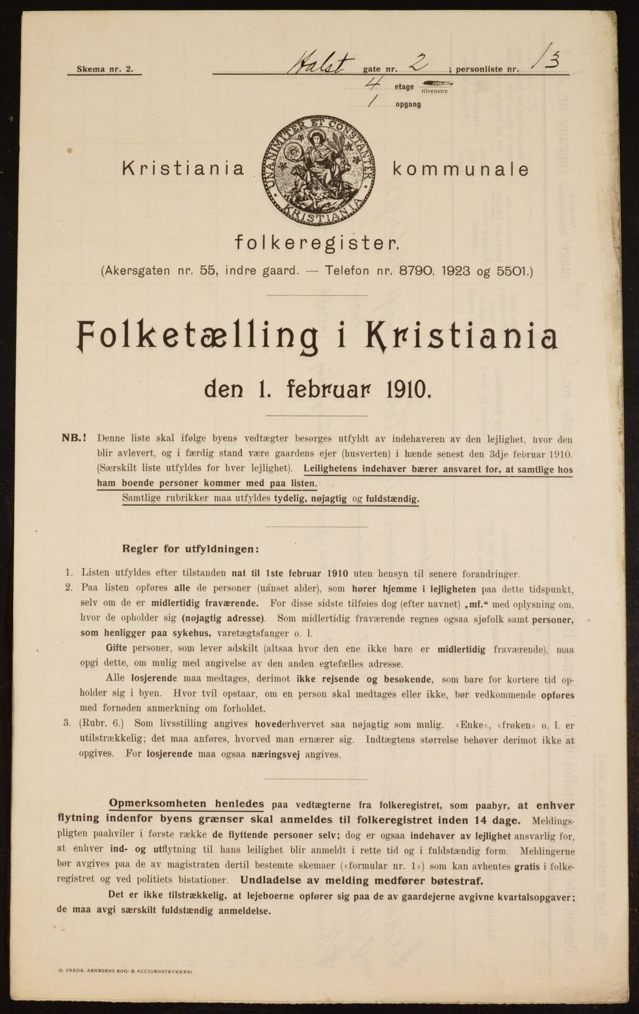 OBA, Municipal Census 1910 for Kristiania, 1910, p. 40125