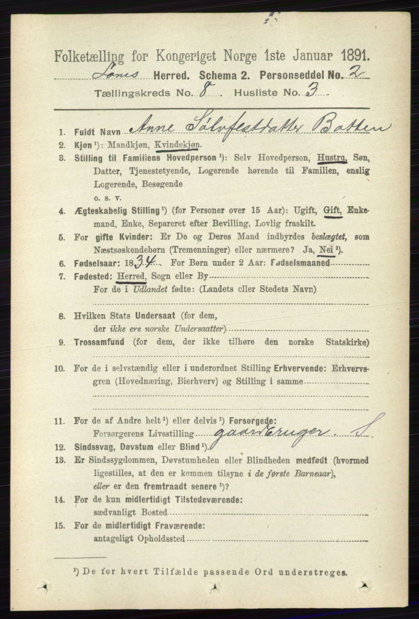 RA, 1891 census for 0514 Lom, 1891, p. 3118