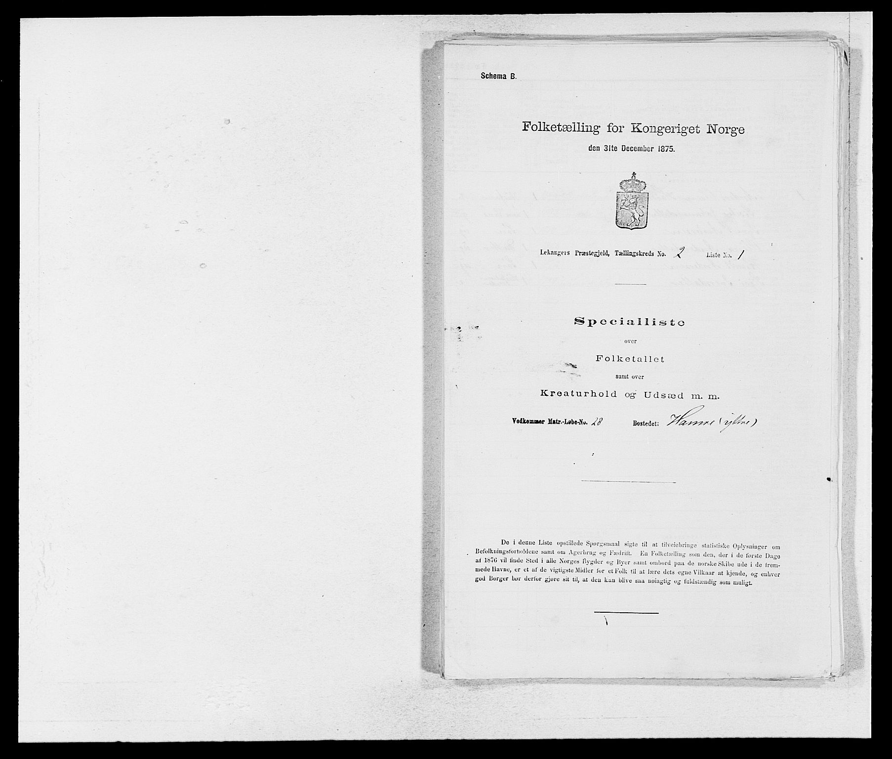 SAB, 1875 census for 1419P Leikanger, 1875, p. 103