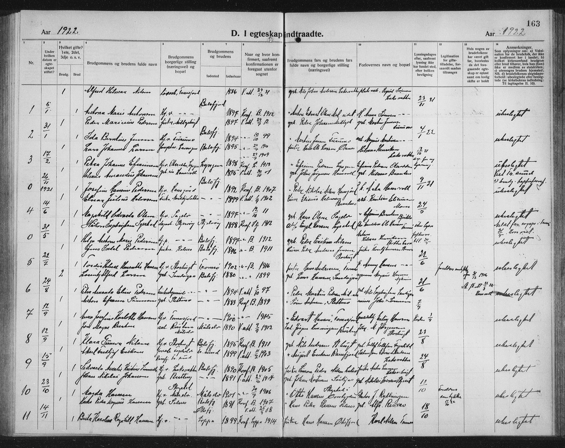 Balsfjord sokneprestembete, AV/SATØ-S-1303/G/Ga/L0010klokker: Parish register (copy) no. 10, 1921-1936, p. 163