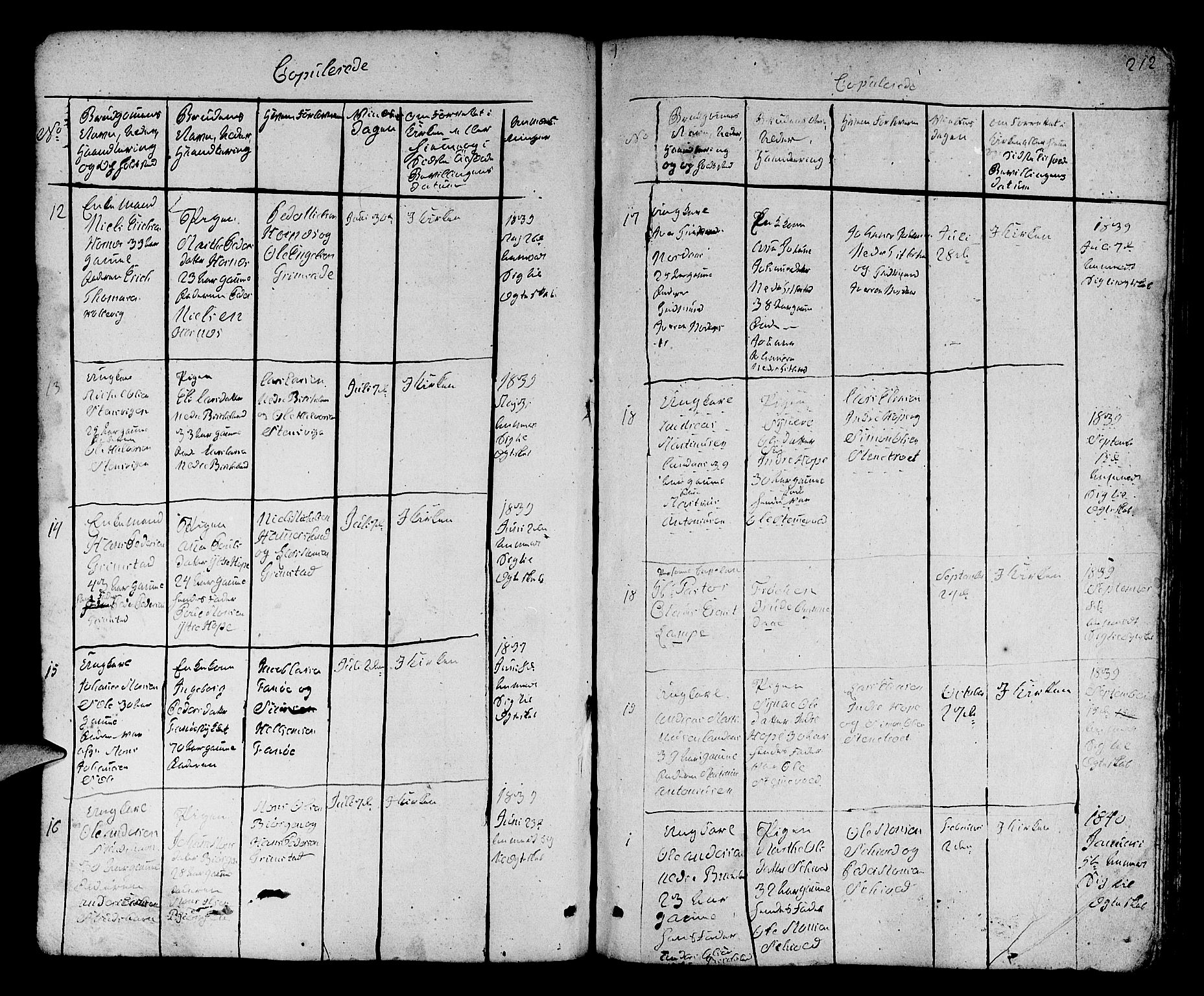 Fana Sokneprestembete, SAB/A-75101/H/Hab/Habb/L0001: Parish register (copy) no. B 1, 1837-1855, p. 212
