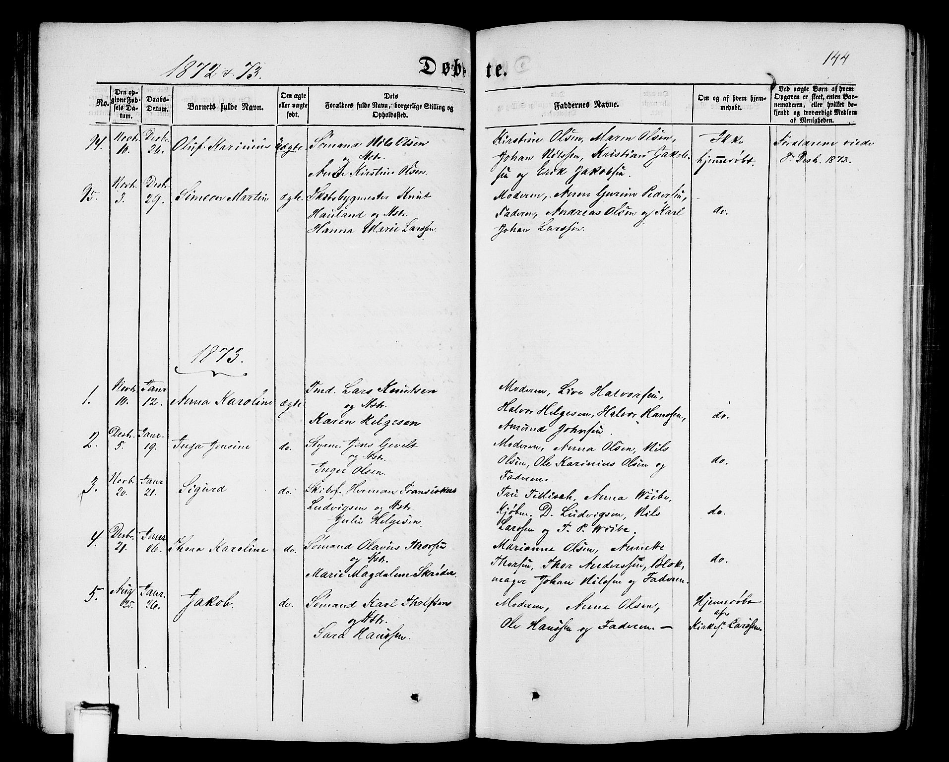 Porsgrunn kirkebøker , SAKO/A-104/G/Gb/L0004: Parish register (copy) no. II 4, 1853-1882, p. 144