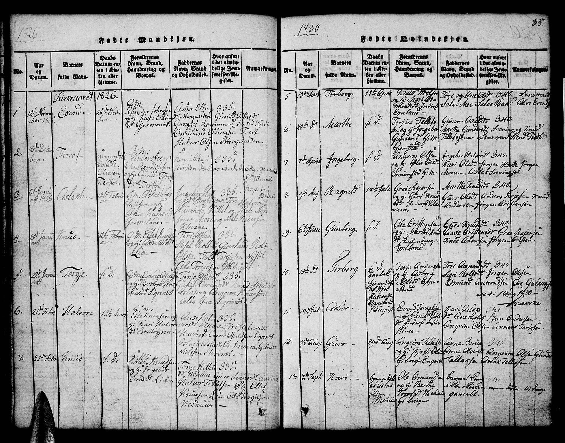 Åmli sokneprestkontor, AV/SAK-1111-0050/F/Fb/Fbc/L0001: Parish register (copy) no. B 1, 1816-1867, p. 35