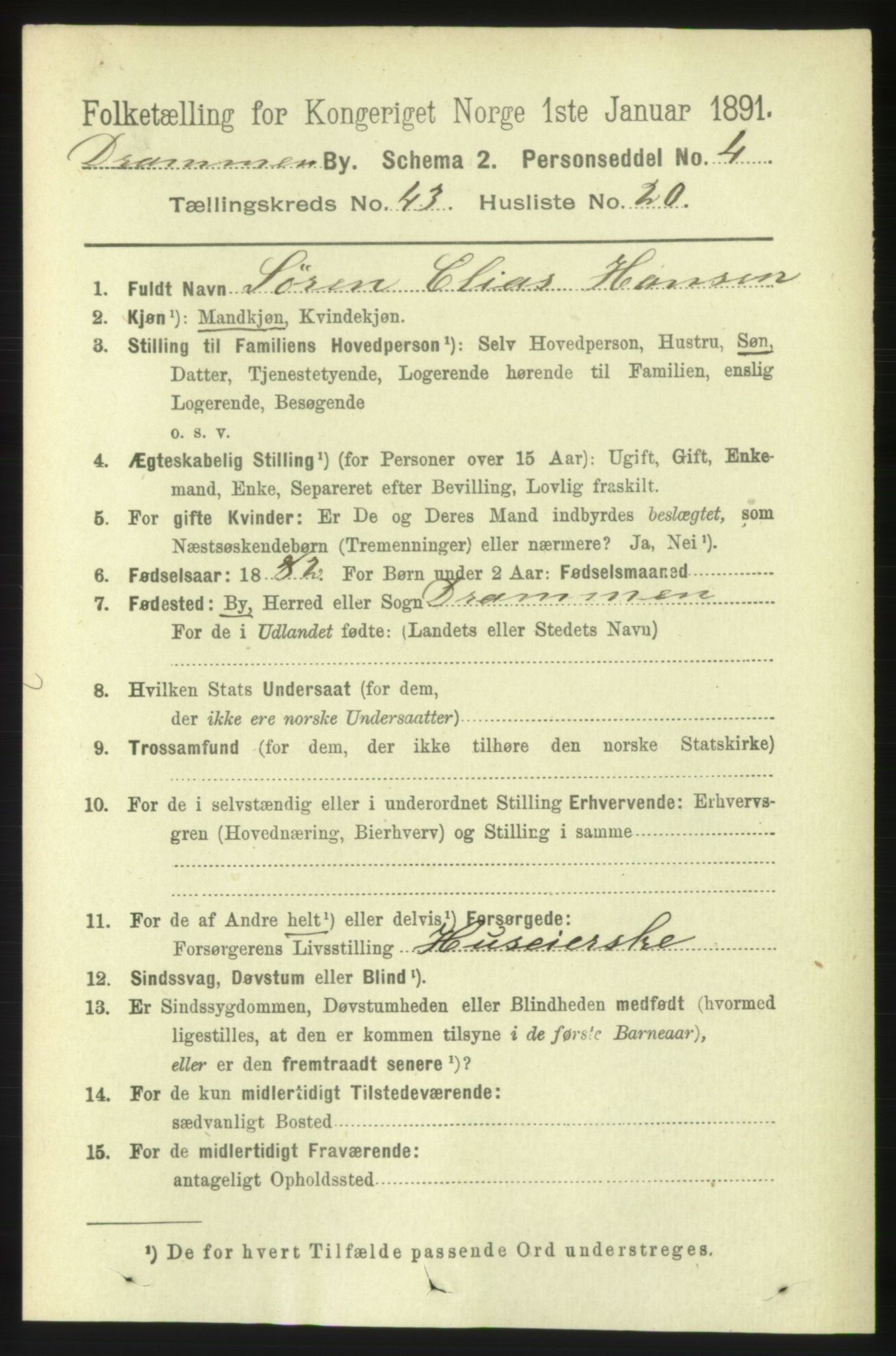 RA, 1891 census for 0602 Drammen, 1891, p. 25381