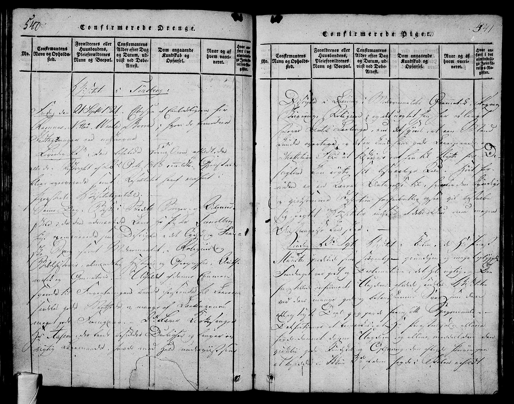 Tønsberg kirkebøker, AV/SAKO-A-330/F/Fa/L0004: Parish register (official) no. I 4, 1813-1826, p. 540-541