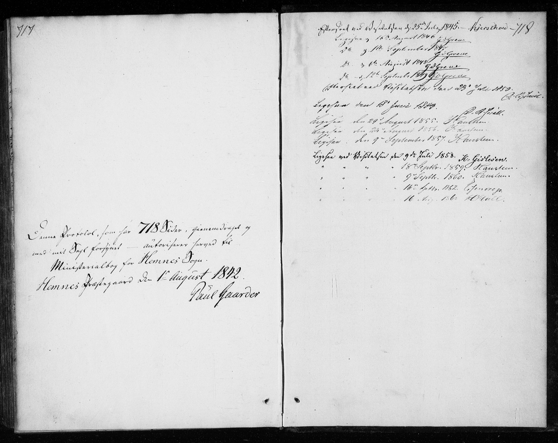 Ministerialprotokoller, klokkerbøker og fødselsregistre - Nordland, AV/SAT-A-1459/825/L0355: Parish register (official) no. 825A09, 1842-1863, p. 717-718