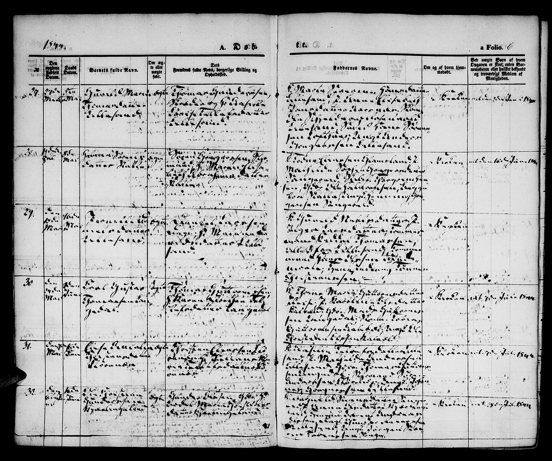 Vestre Moland sokneprestkontor, AV/SAK-1111-0046/F/Fa/Fab/L0005: Parish register (official) no. A 5, 1841-1849, p. 6