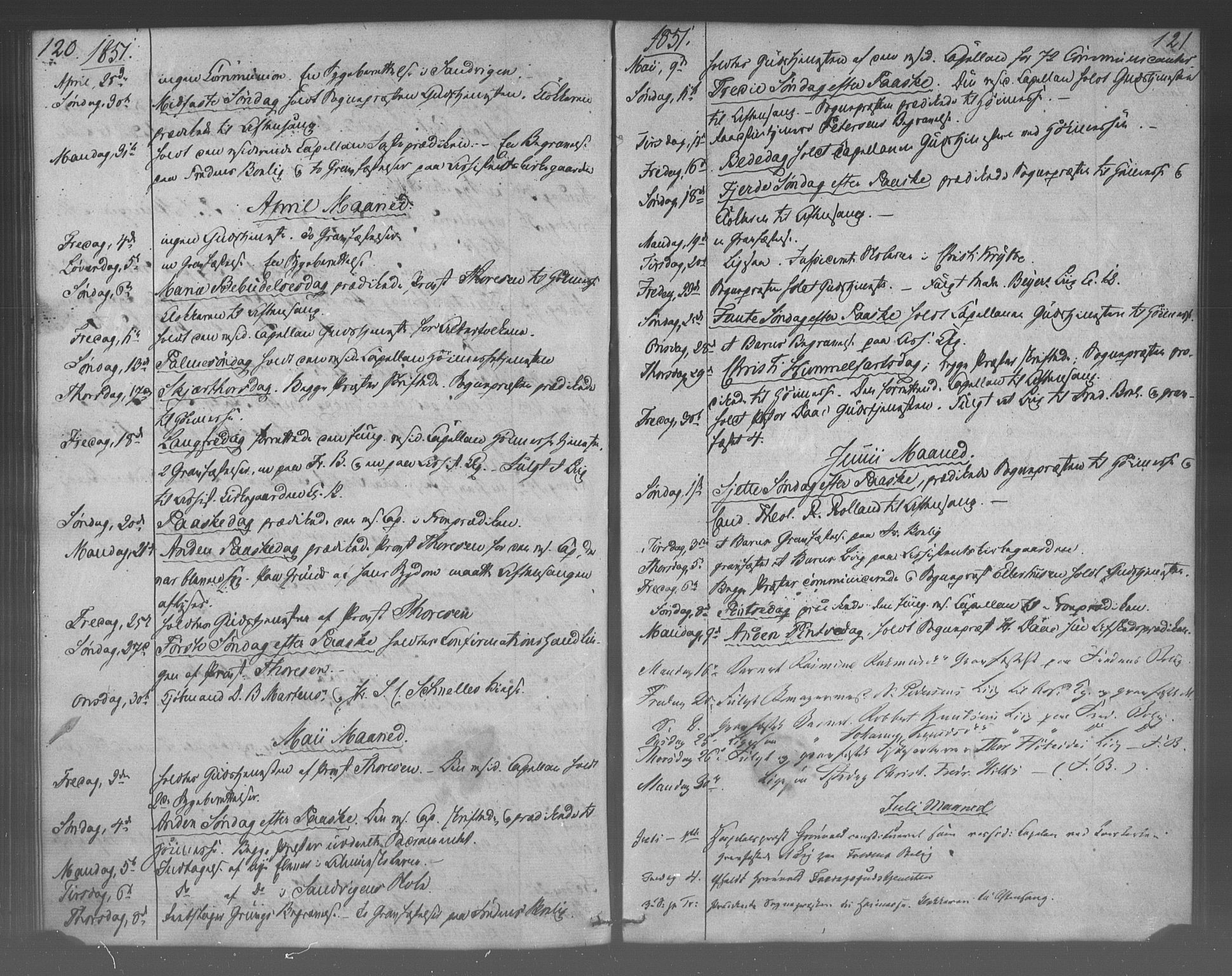 Korskirken sokneprestembete, AV/SAB-A-76101/H/Haa/L0067: Curate's parish register no. A 2, 1844-1854, p. 120-121