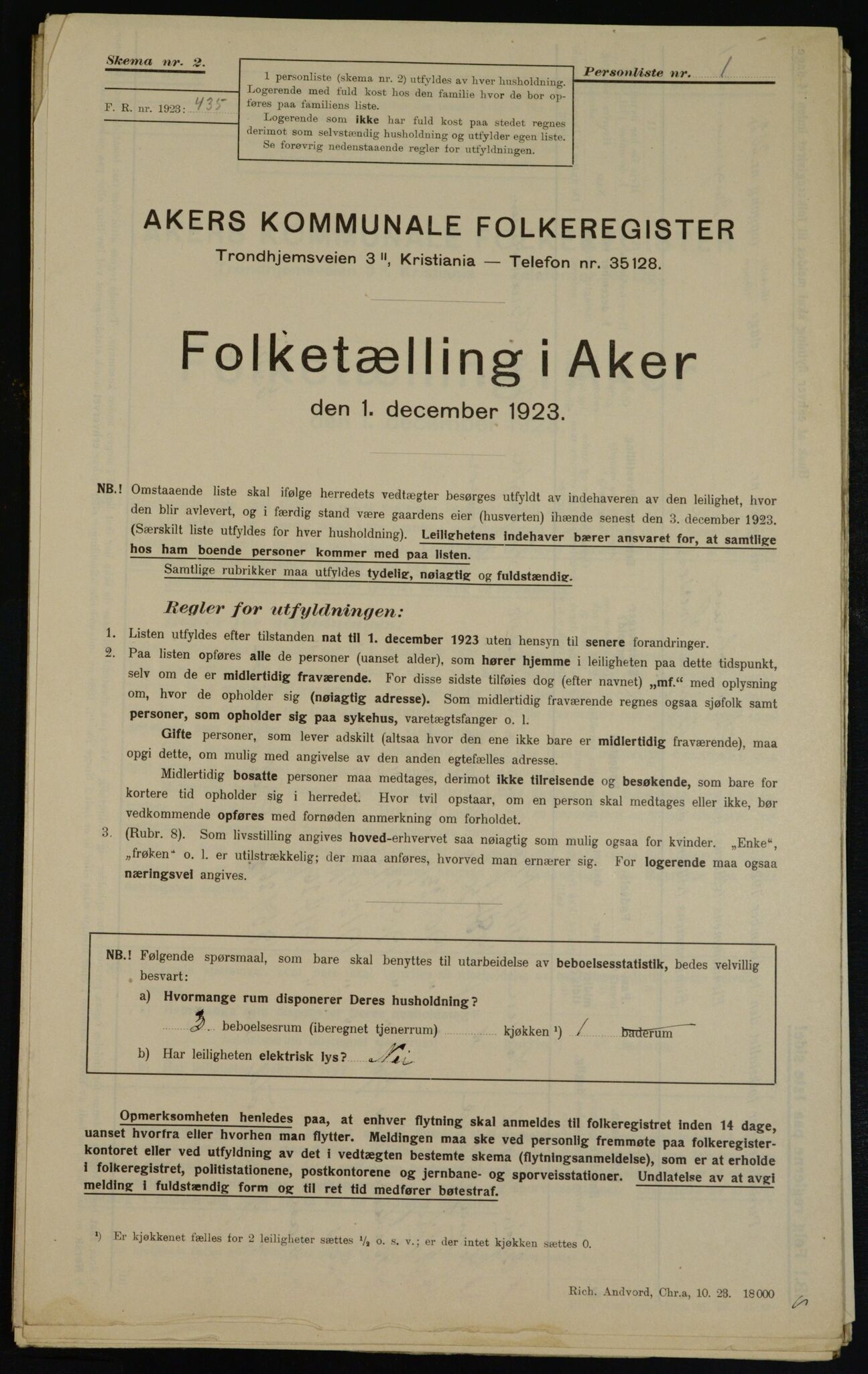 , Municipal Census 1923 for Aker, 1923, p. 39238