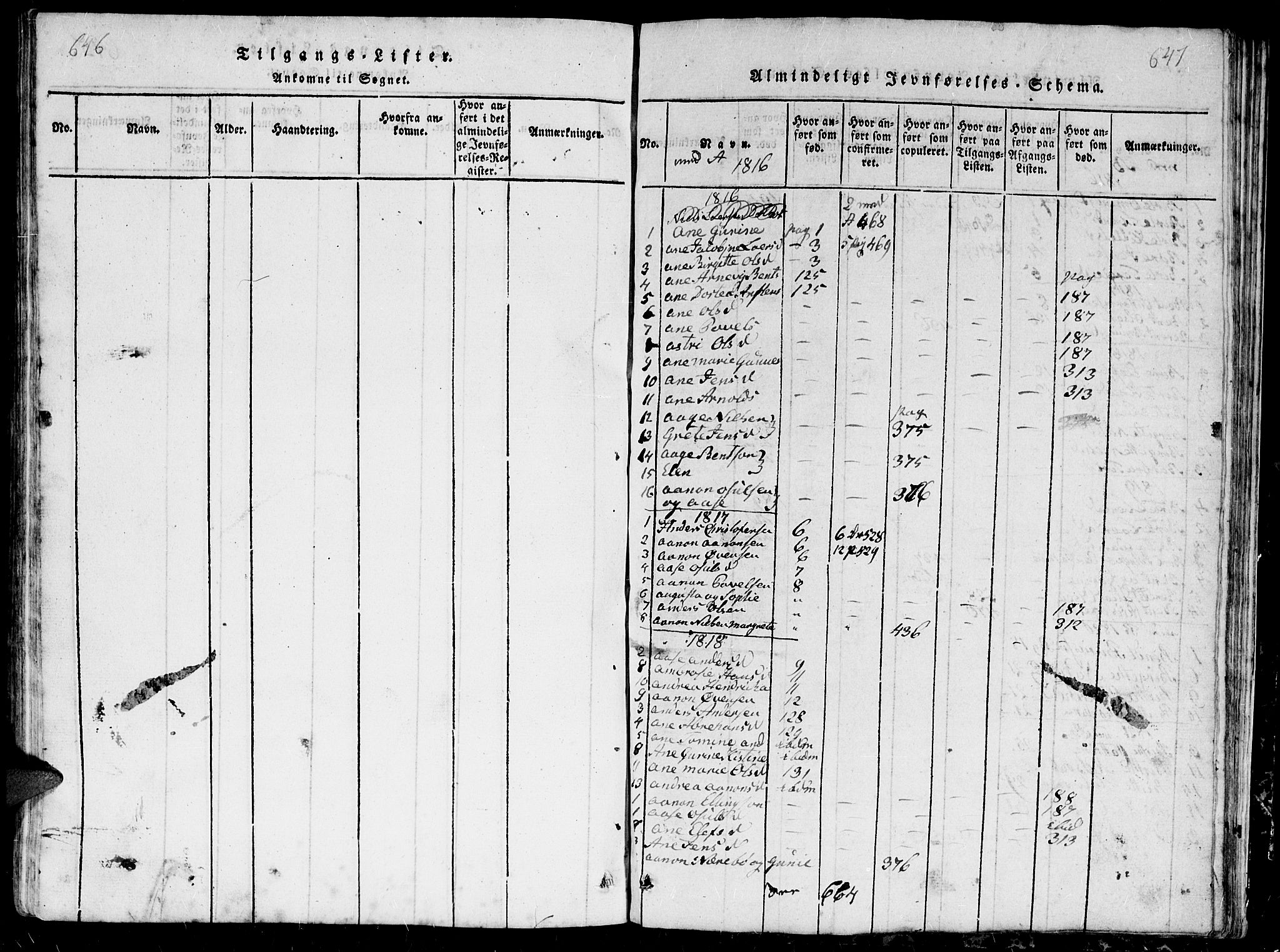 Hommedal sokneprestkontor, SAK/1111-0023/F/Fb/Fbb/L0003: Parish register (copy) no. B 3 /1, 1816-1850, p. 646-647