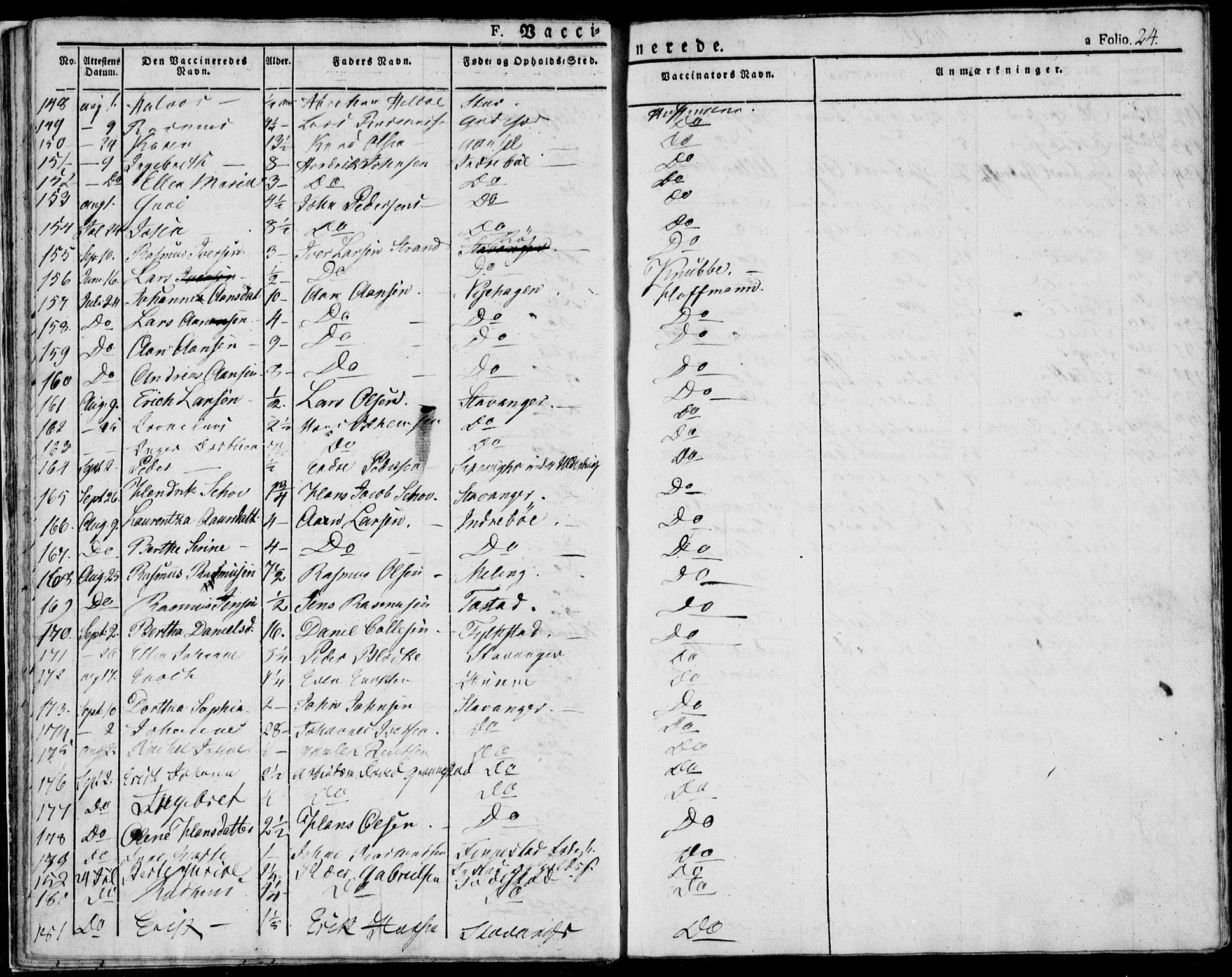 Domkirken sokneprestkontor, AV/SAST-A-101812/001/30/30BA/L0010: Parish register (official) no. A 10, 1821-1859, p. 24