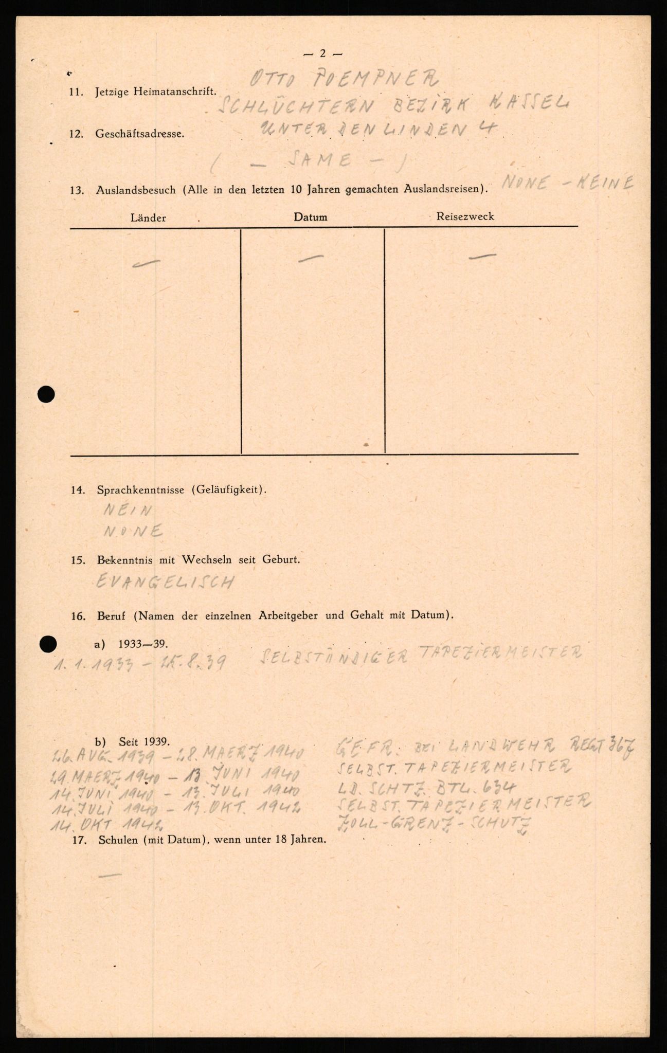 Forsvaret, Forsvarets overkommando II, AV/RA-RAFA-3915/D/Db/L0026: CI Questionaires. Tyske okkupasjonsstyrker i Norge. Tyskere., 1945-1946, p. 253