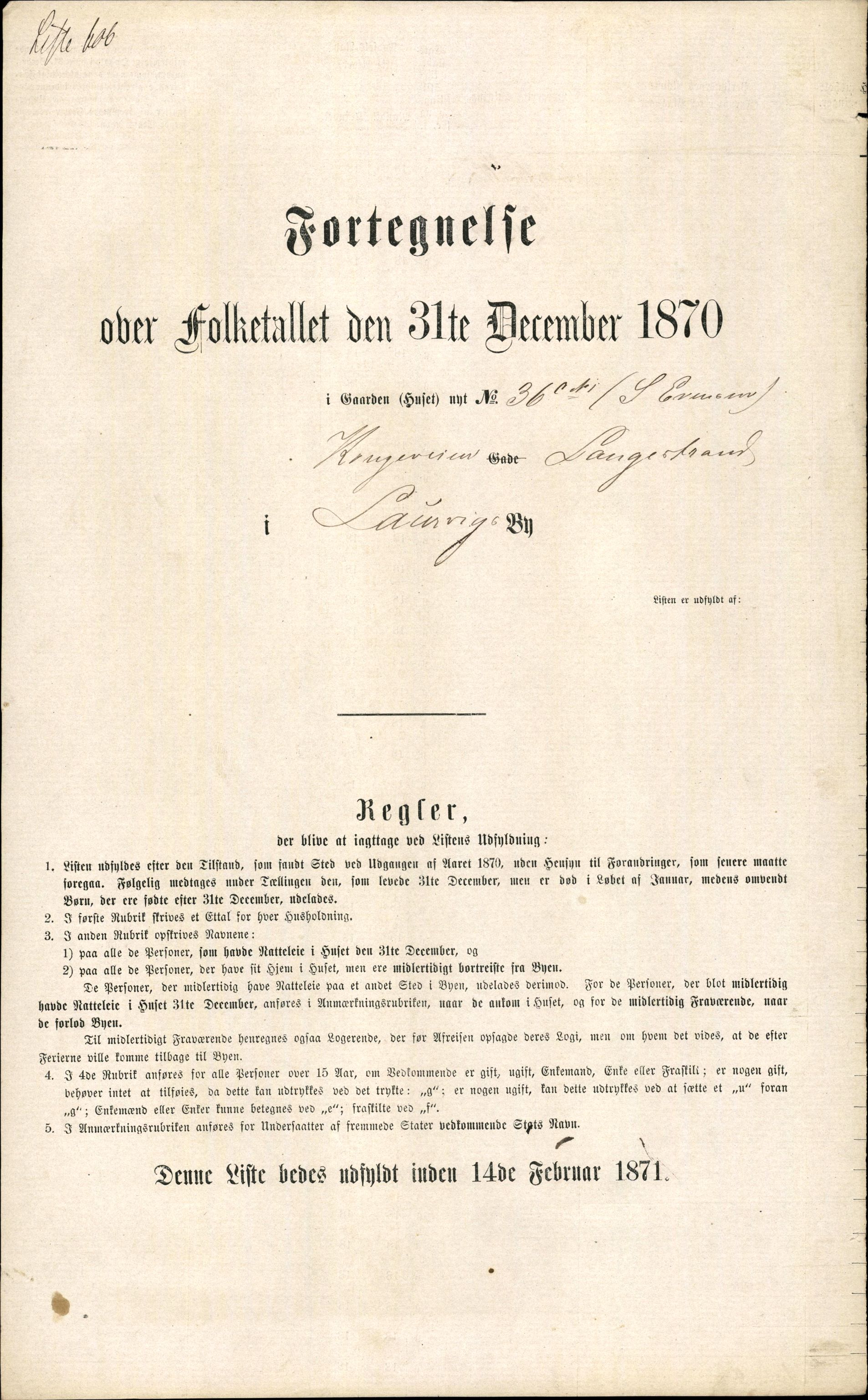 RA, 1870 census for 0707 Larvik, 1870, p. 1233