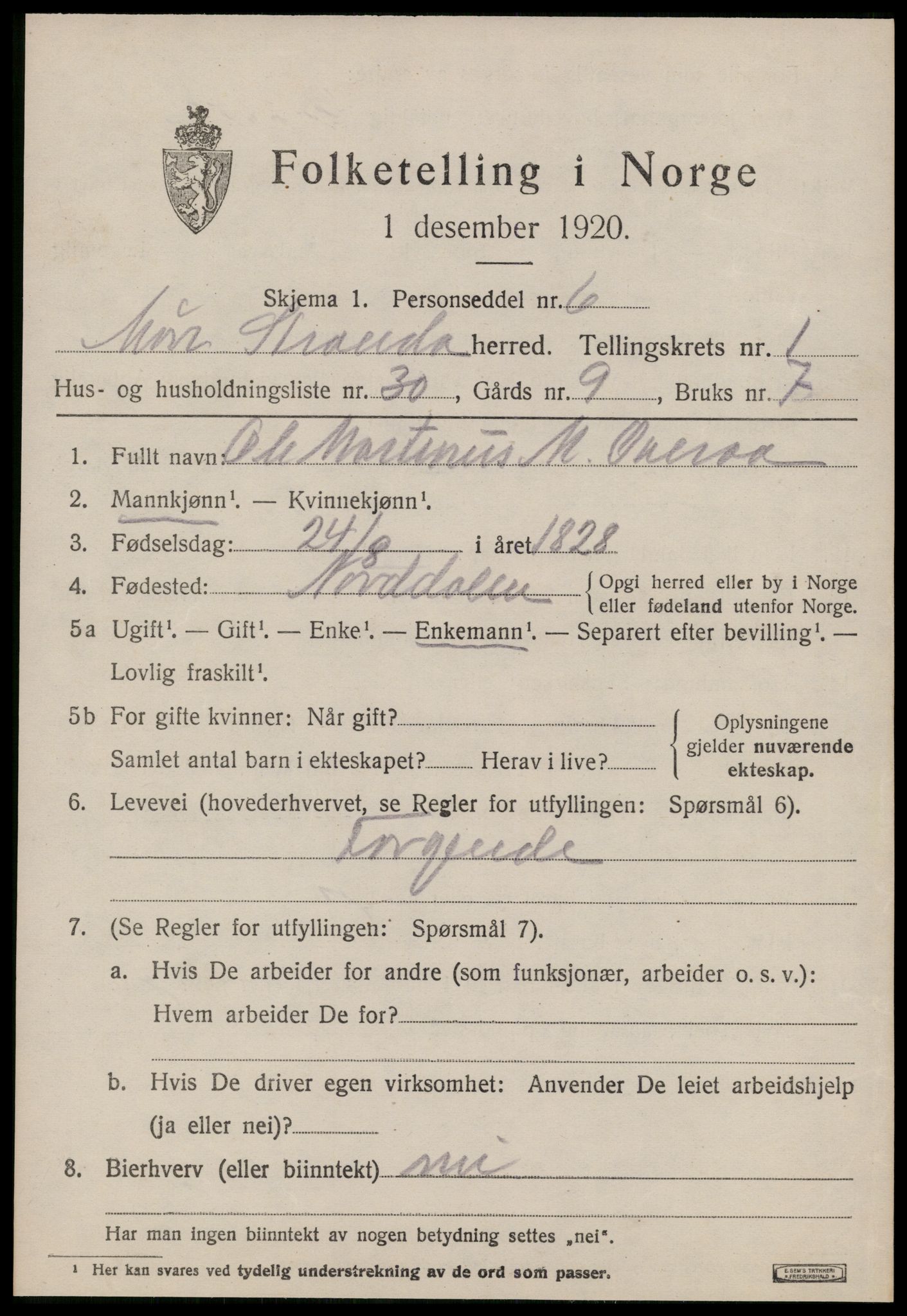 SAT, 1920 census for Stranda, 1920, p. 941