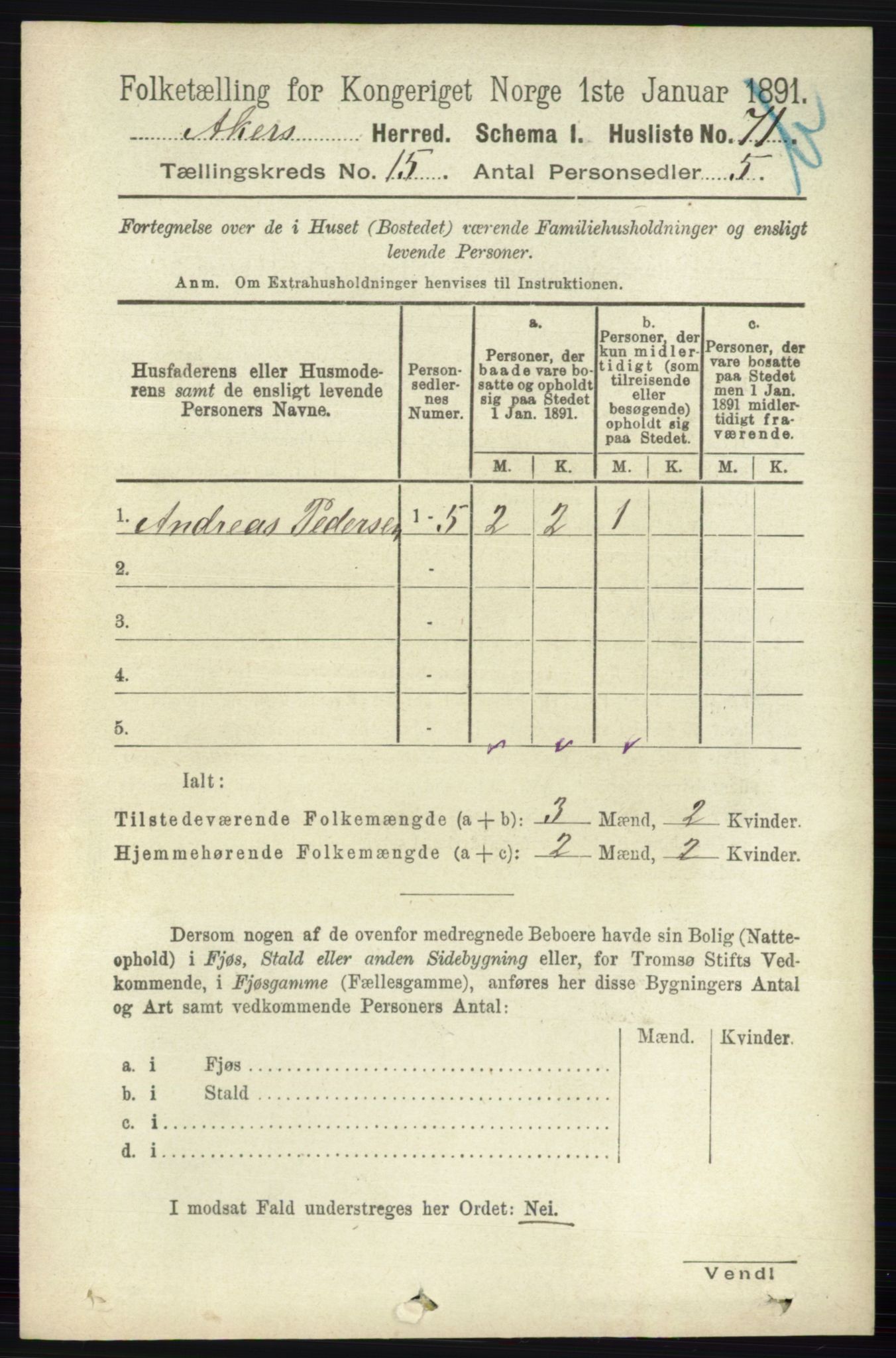 RA, 1891 census for 0218 Aker, 1891, p. 13320