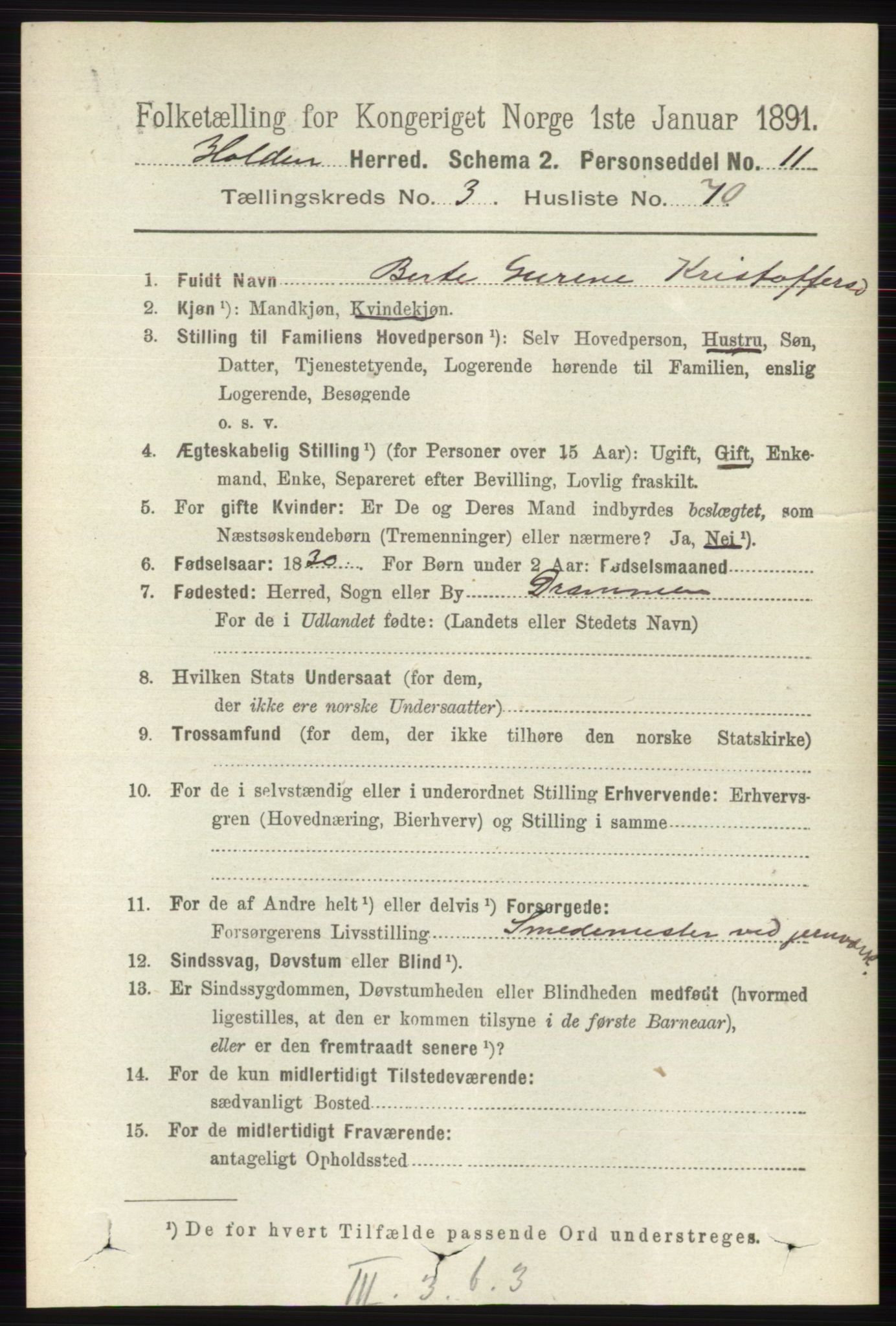 RA, 1891 census for 0819 Holla, 1891, p. 2145