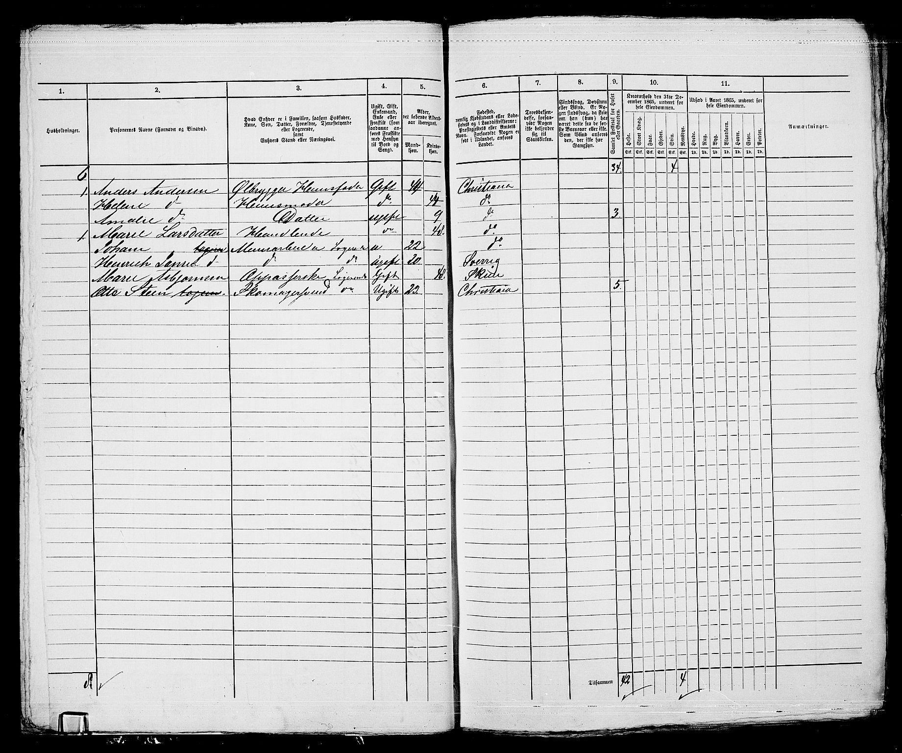 RA, 1865 census for Kristiania, 1865, p. 4446