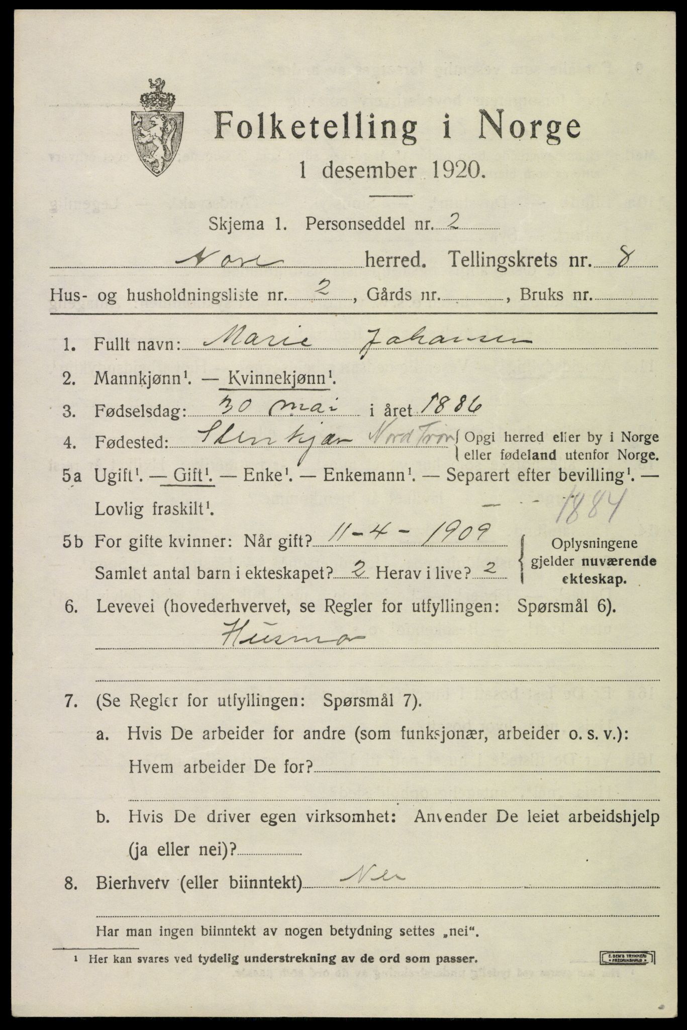 SAKO, 1920 census for Nore, 1920, p. 4010