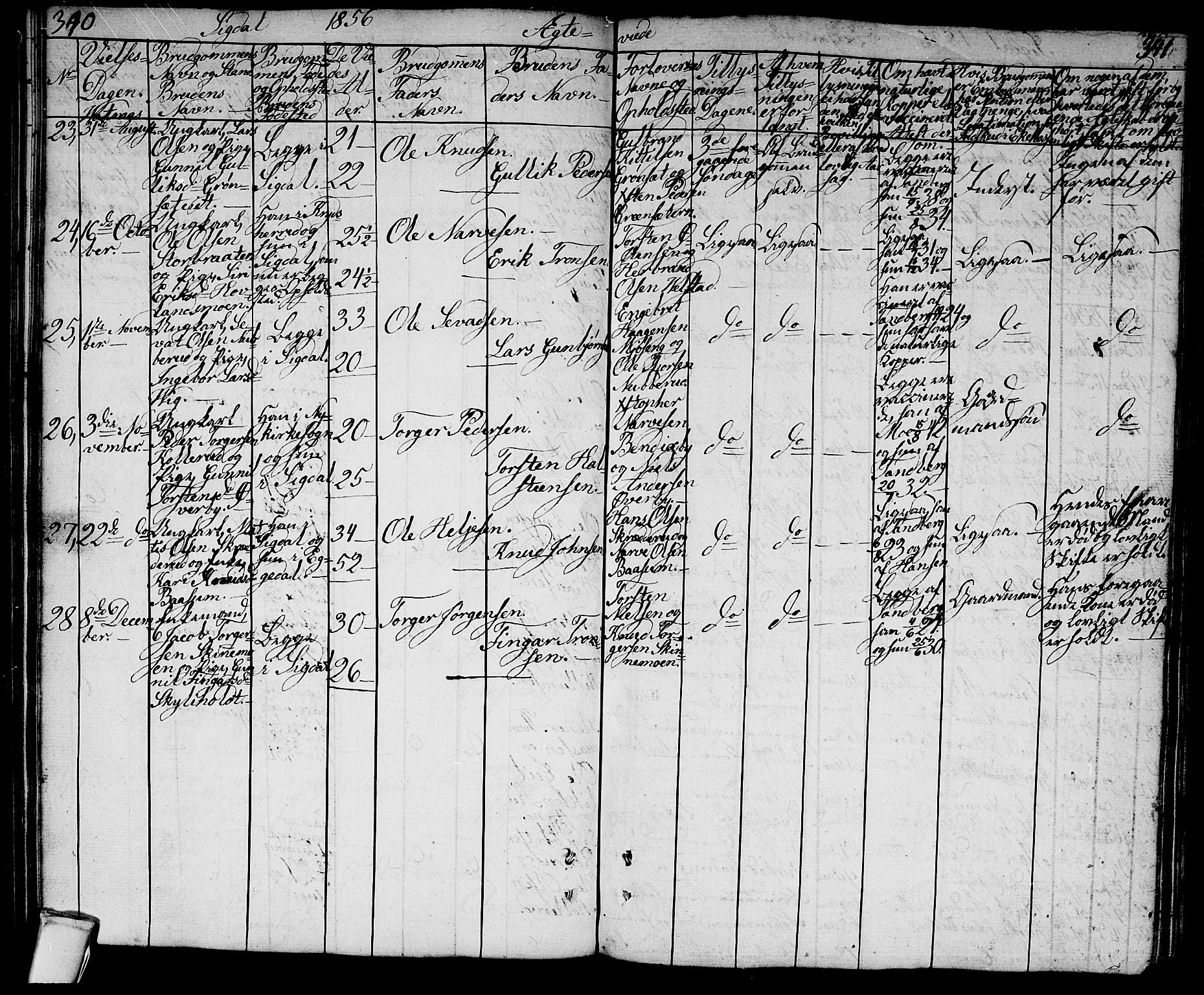 Sigdal kirkebøker, AV/SAKO-A-245/G/Ga/L0002: Parish register (copy) no. I 2, 1835-1856, p. 340-341