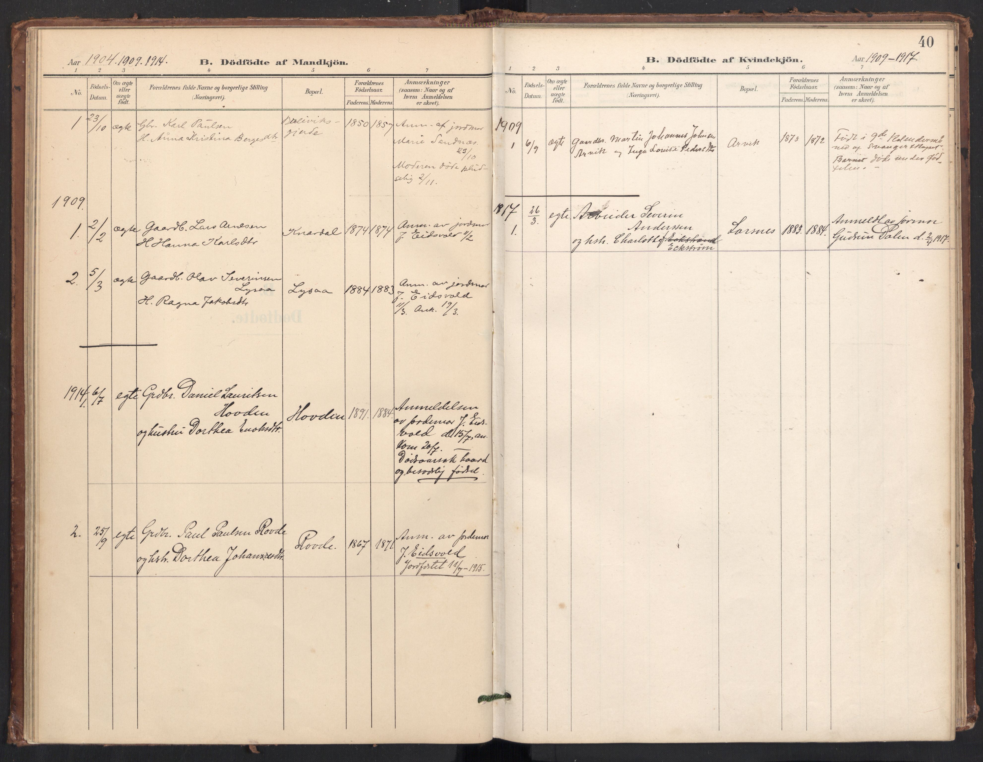 Ministerialprotokoller, klokkerbøker og fødselsregistre - Møre og Romsdal, AV/SAT-A-1454/504/L0057: Parish register (official) no. 504A04, 1902-1919, p. 40