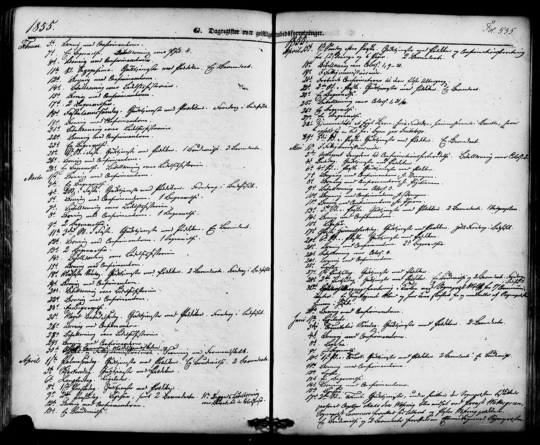 Skien kirkebøker, SAKO/A-302/F/Fa/L0006a: Parish register (official) no. 6A, 1843-1856, p. 535