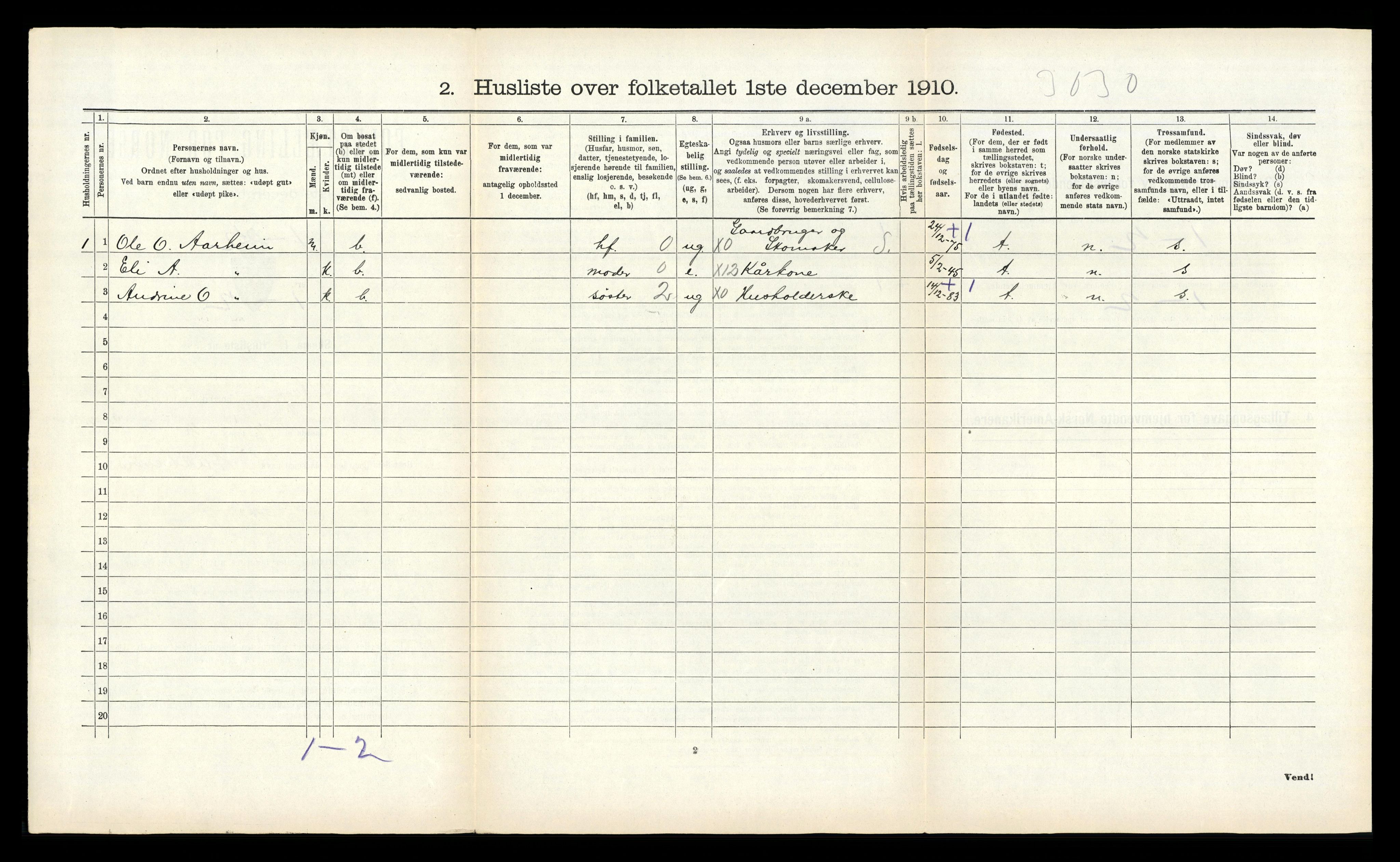 RA, 1910 census for Stryn, 1910, p. 570