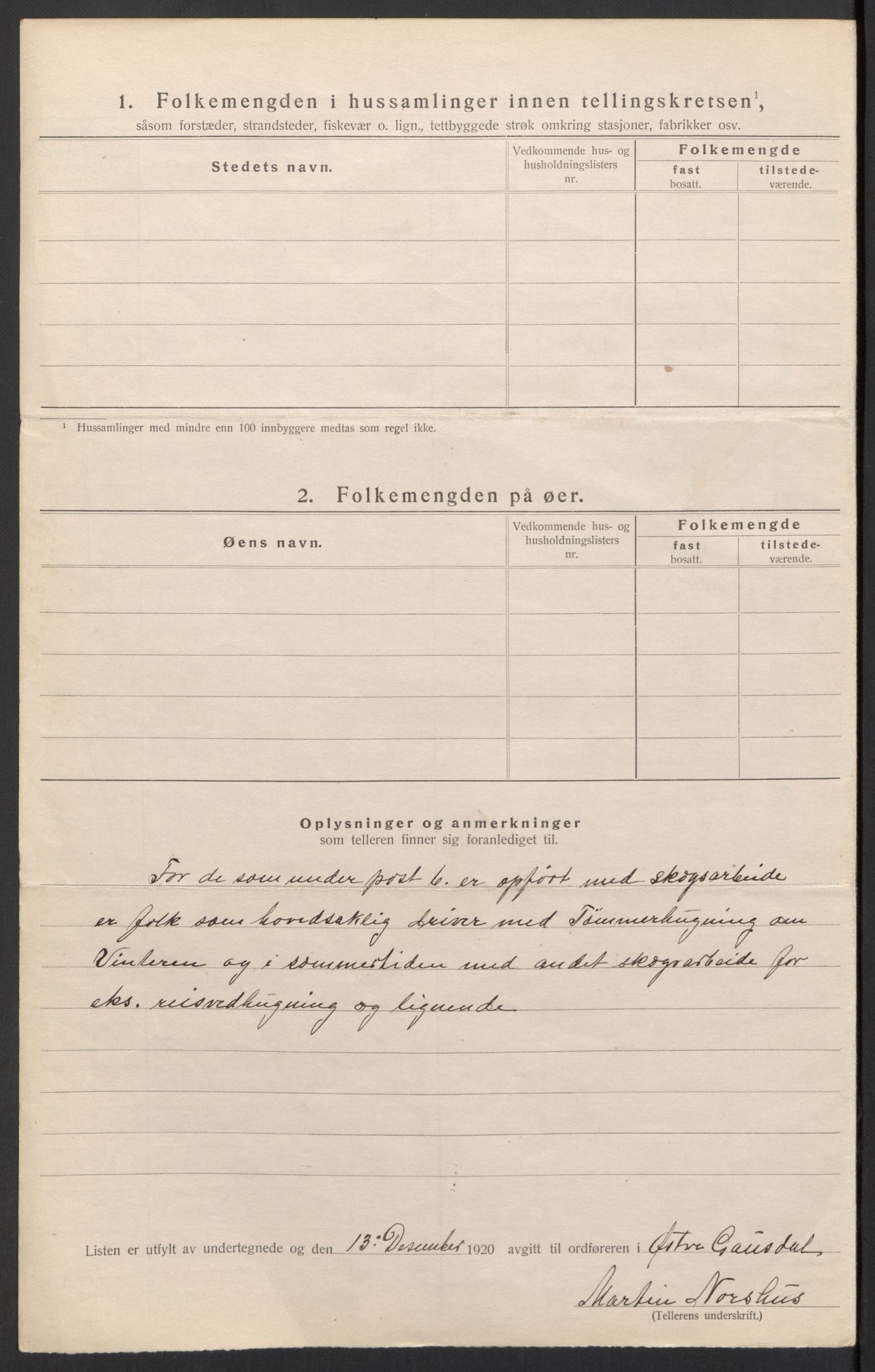 SAH, 1920 census for Østre Gausdal, 1920, p. 22