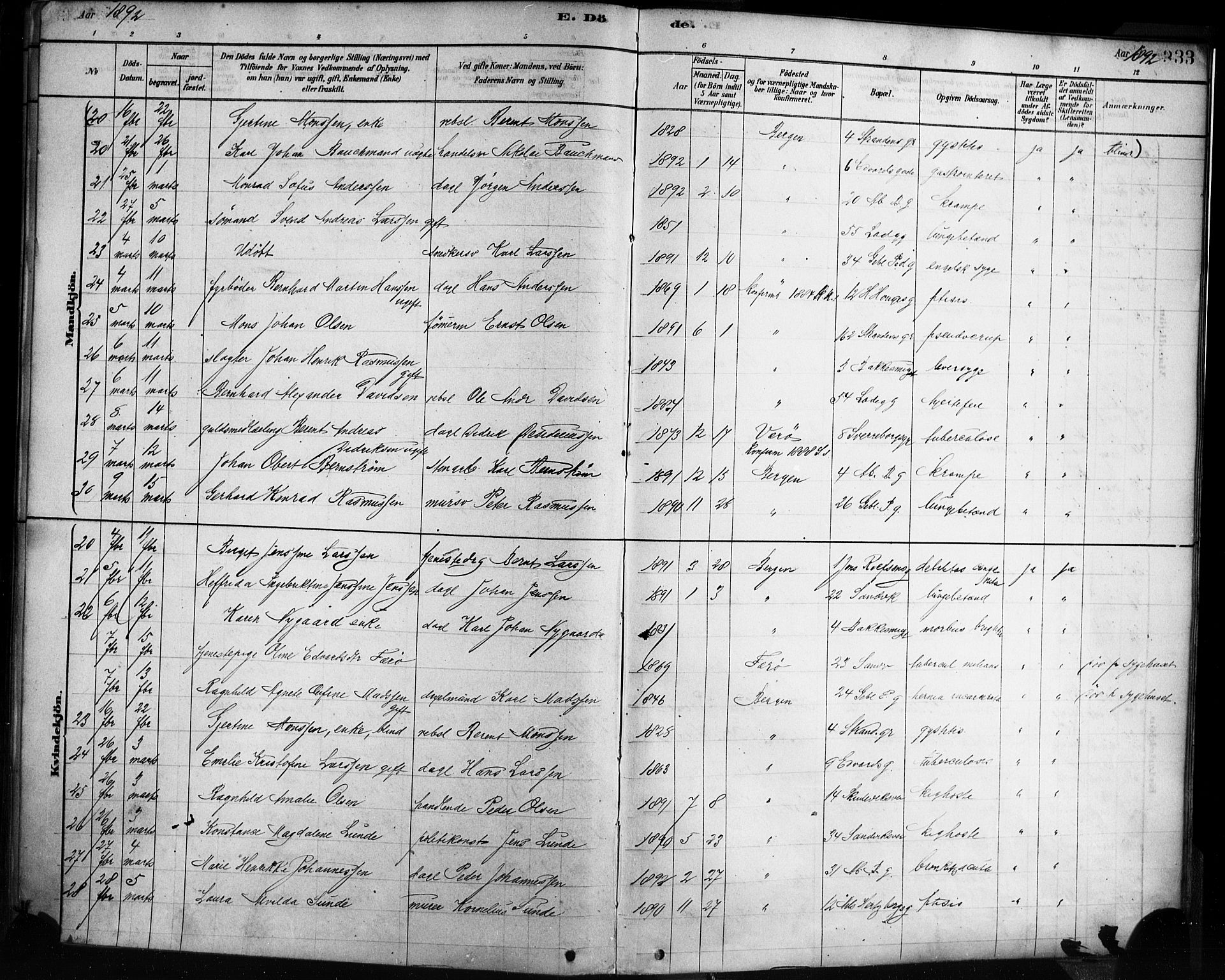 Sandviken Sokneprestembete, AV/SAB-A-77601/H/Ha/L0002: Parish register (official) no. A 2, 1878-1896, p. 333
