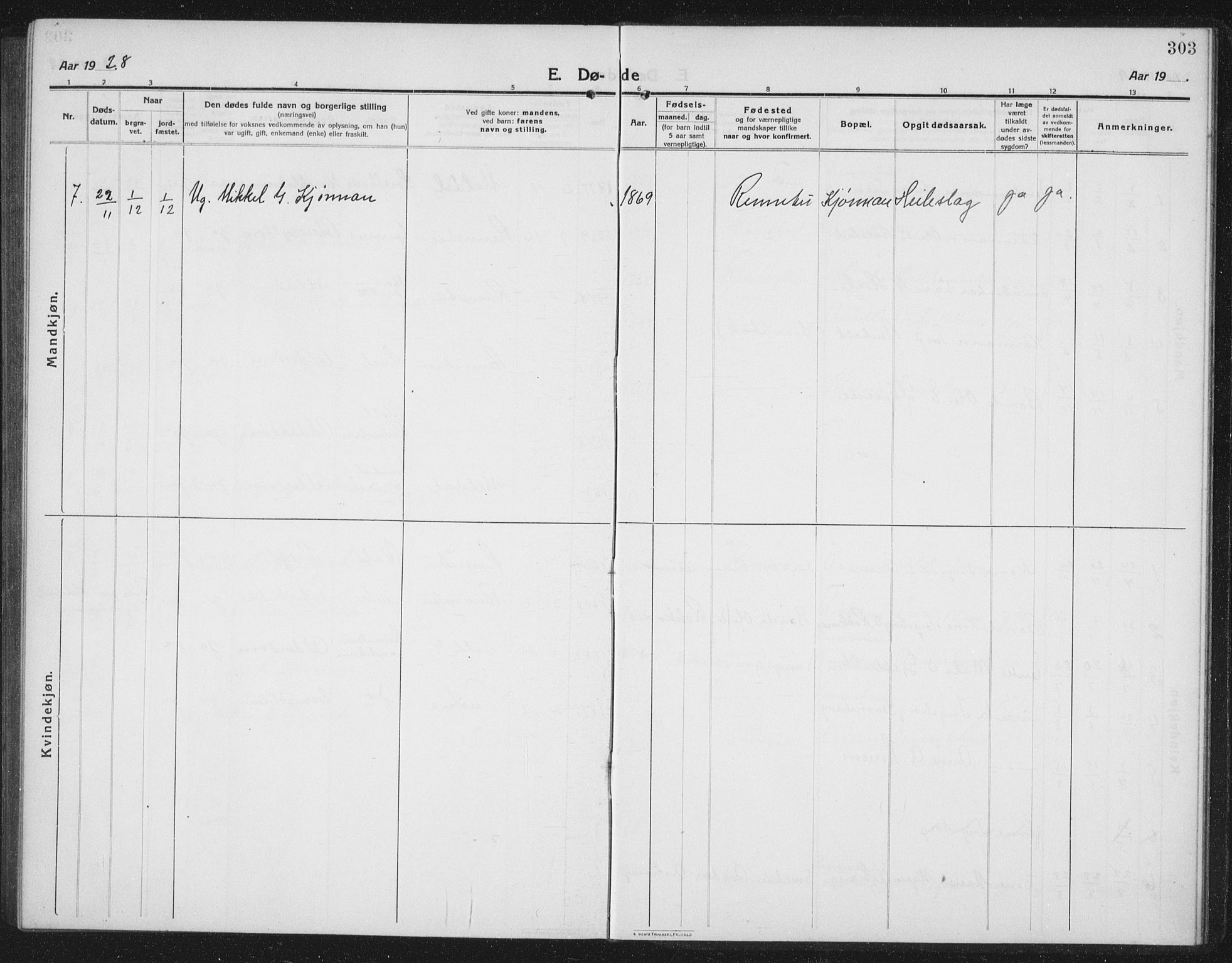 Ministerialprotokoller, klokkerbøker og fødselsregistre - Sør-Trøndelag, SAT/A-1456/674/L0877: Parish register (copy) no. 674C04, 1913-1940, p. 303