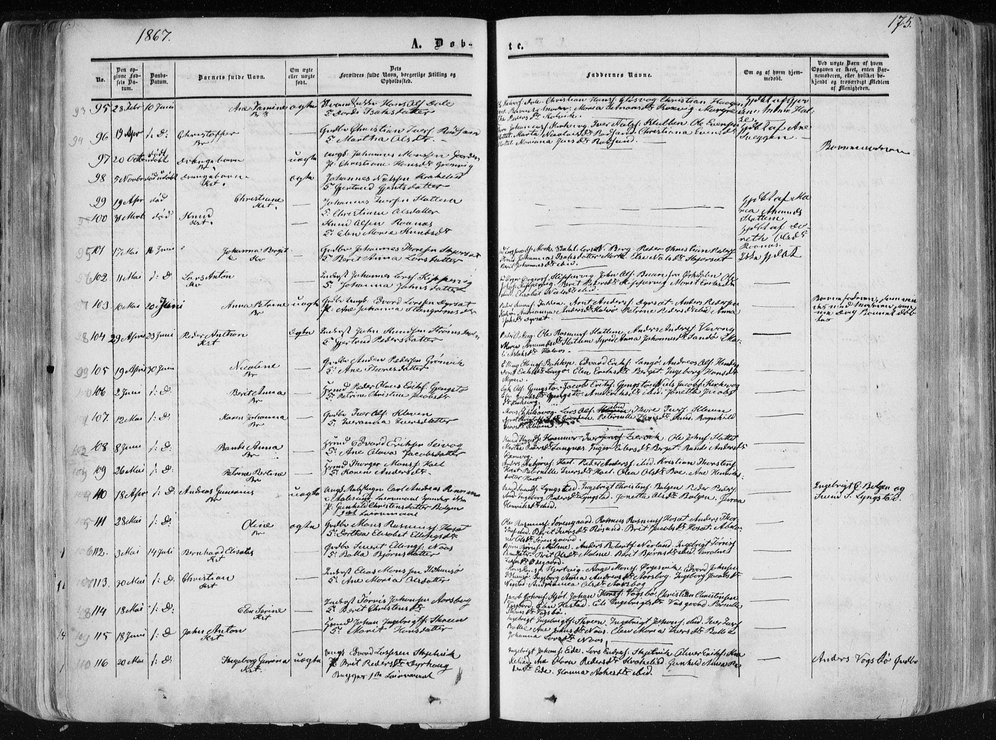 Ministerialprotokoller, klokkerbøker og fødselsregistre - Møre og Romsdal, AV/SAT-A-1454/568/L0804: Parish register (official) no. 568A11, 1854-1868, p. 175