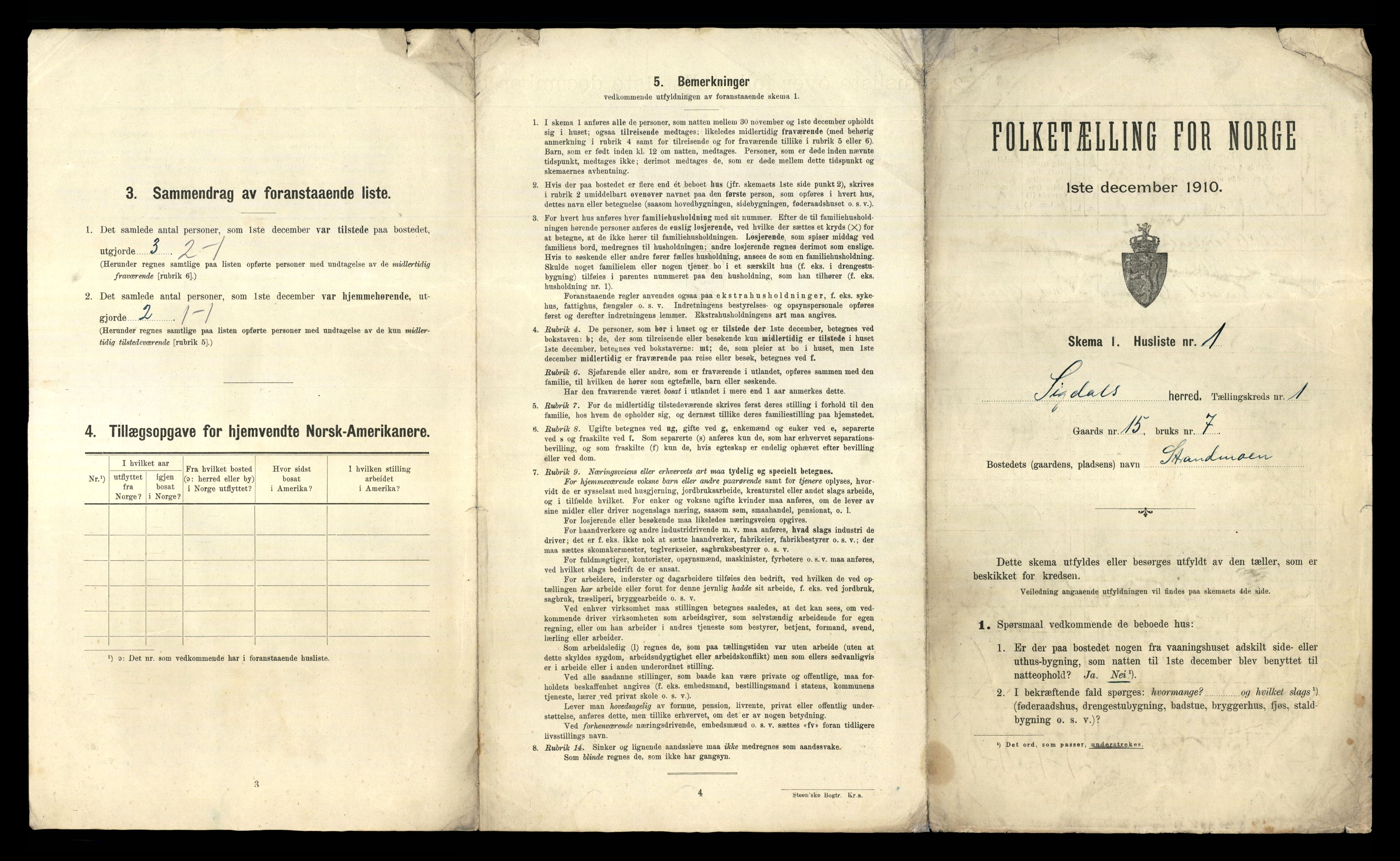 RA, 1910 census for Sigdal, 1910, p. 50