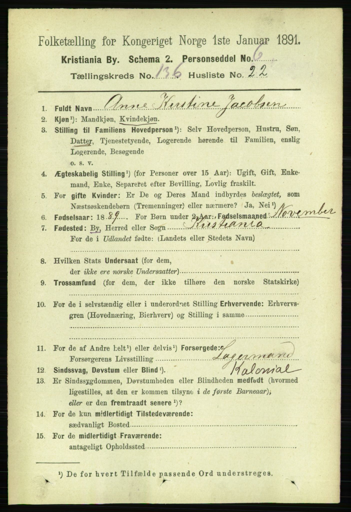 RA, 1891 census for 0301 Kristiania, 1891, p. 75827