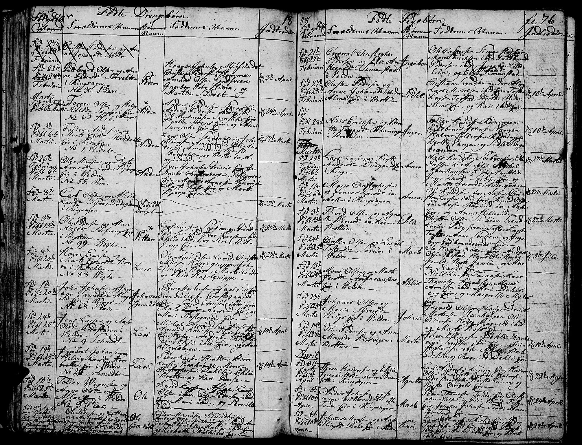 Ringsaker prestekontor, SAH/PREST-014/K/Ka/L0004: Parish register (official) no. 4, 1799-1814, p. 76