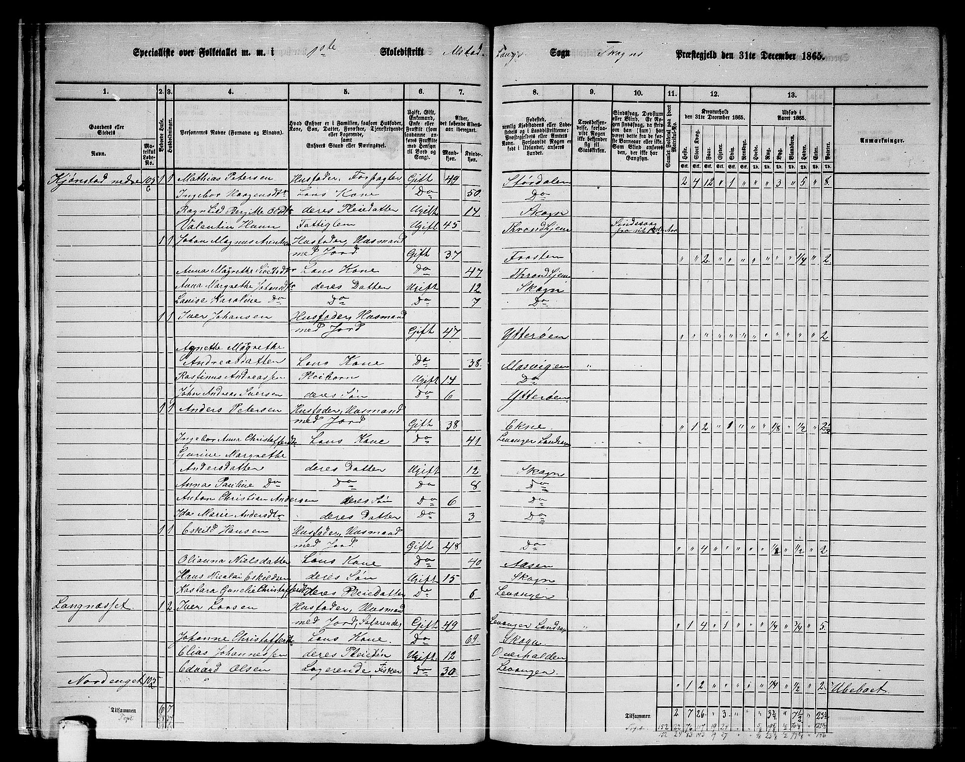 RA, 1865 census for Skogn, 1865, p. 22