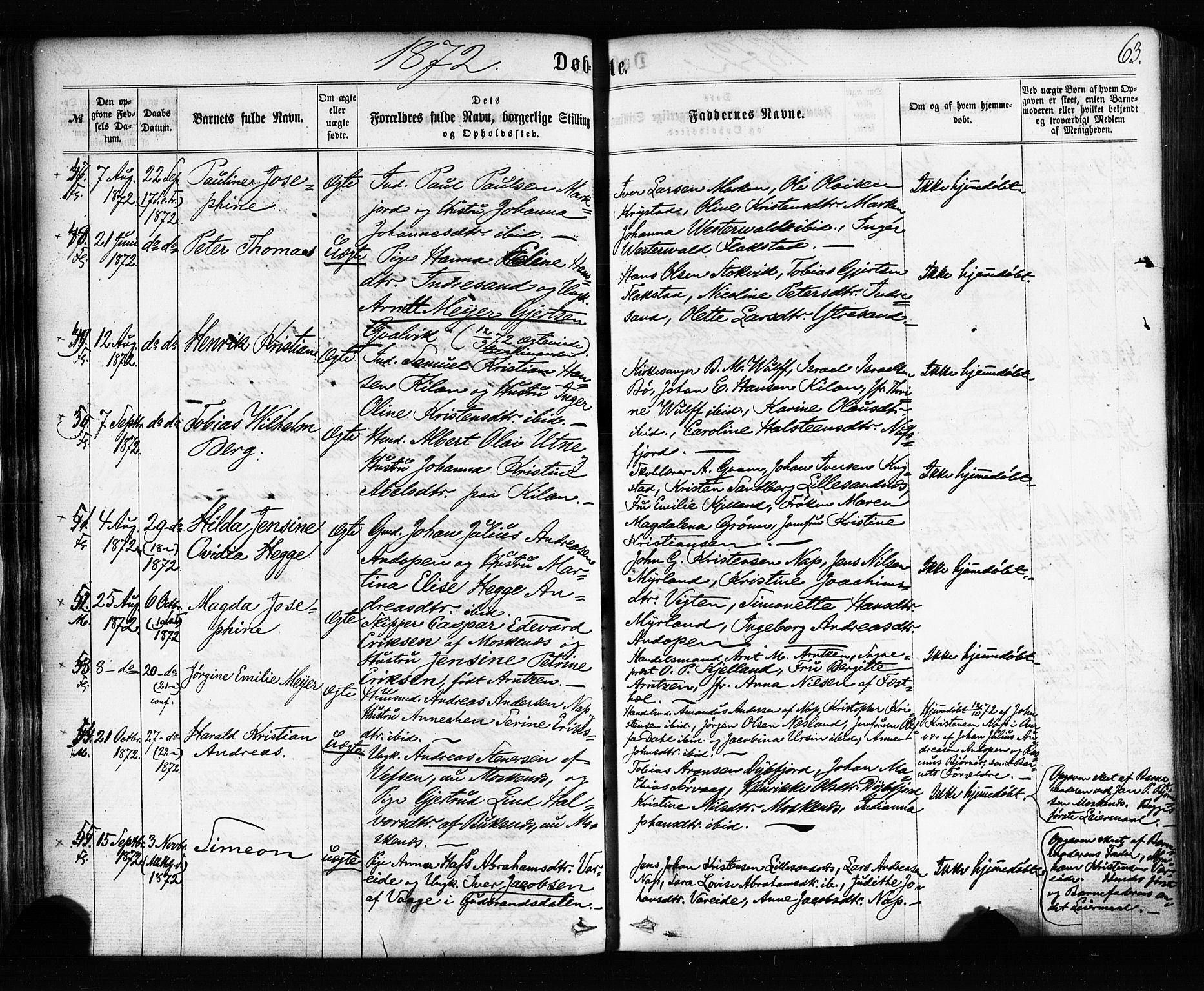 Ministerialprotokoller, klokkerbøker og fødselsregistre - Nordland, AV/SAT-A-1459/885/L1203: Parish register (official) no. 885A04, 1859-1877, p. 63