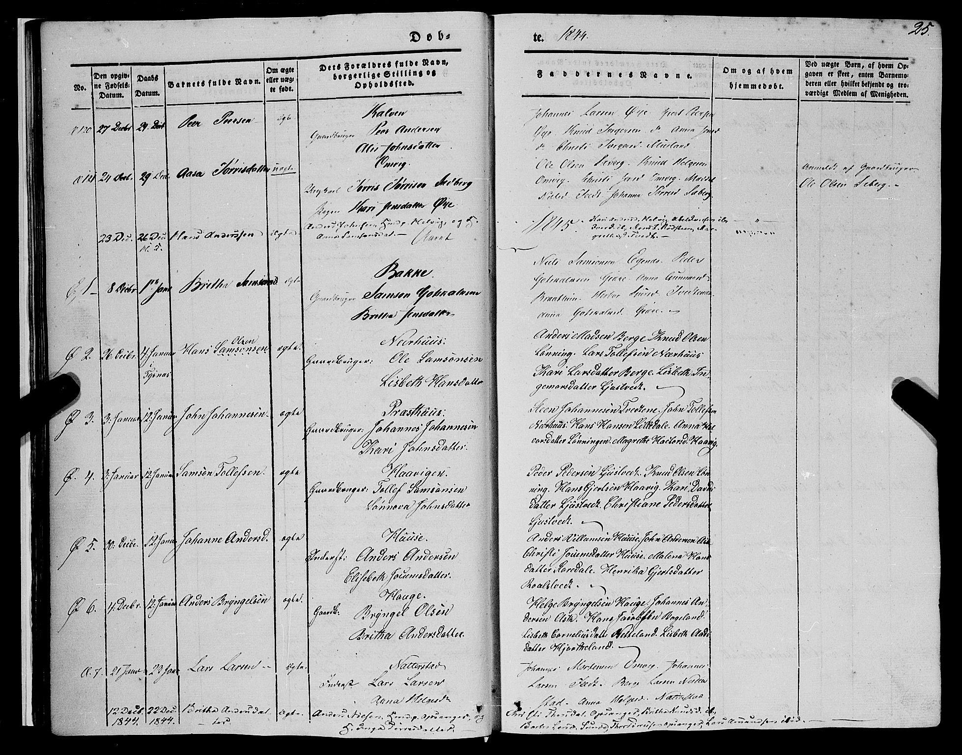 Kvinnherad sokneprestembete, AV/SAB-A-76401/H/Haa: Parish register (official) no. A 7, 1843-1853, p. 25