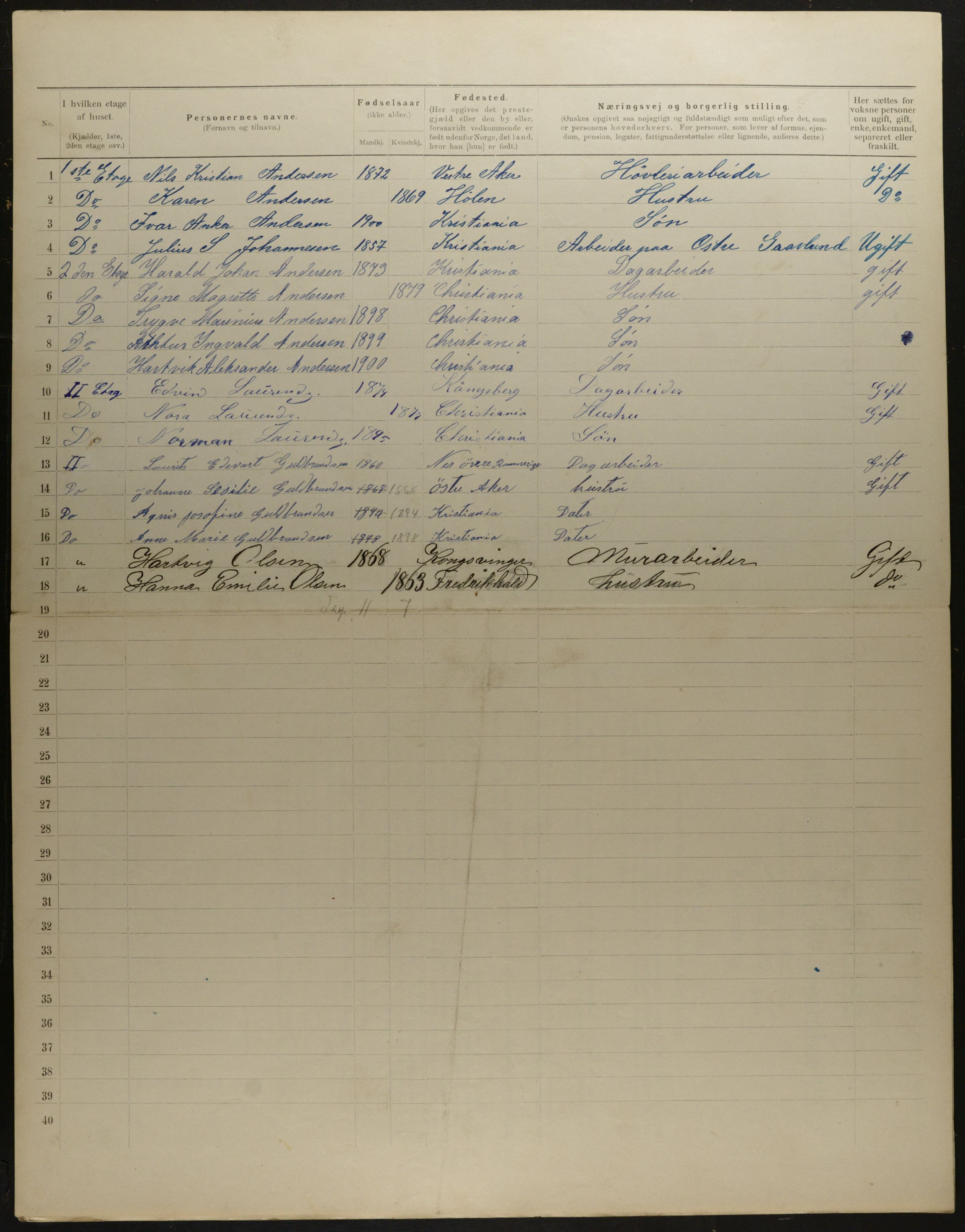 OBA, Municipal Census 1901 for Kristiania, 1901, p. 11601