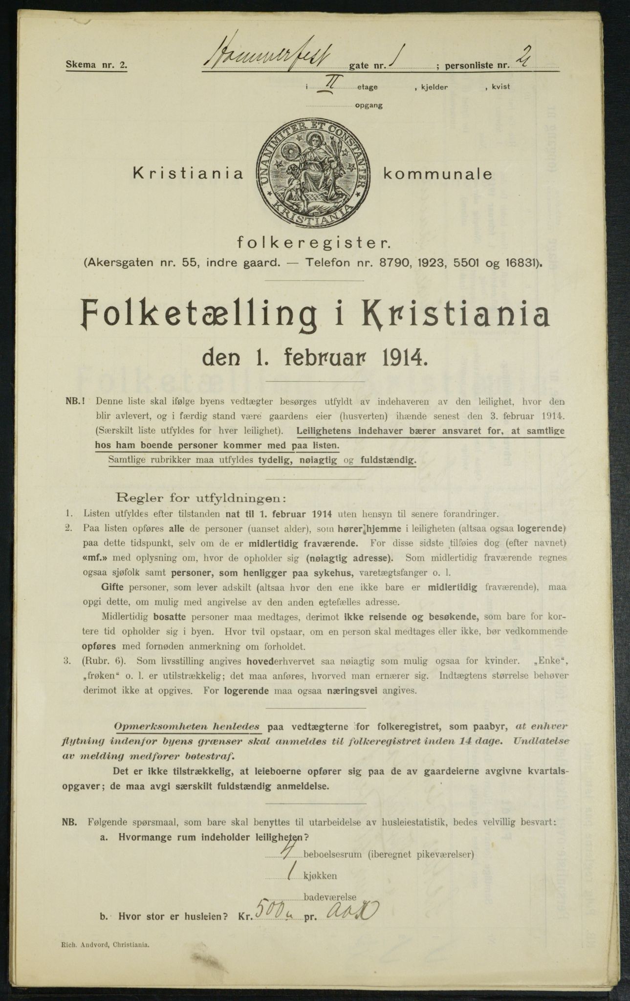 OBA, Municipal Census 1914 for Kristiania, 1914, p. 34292