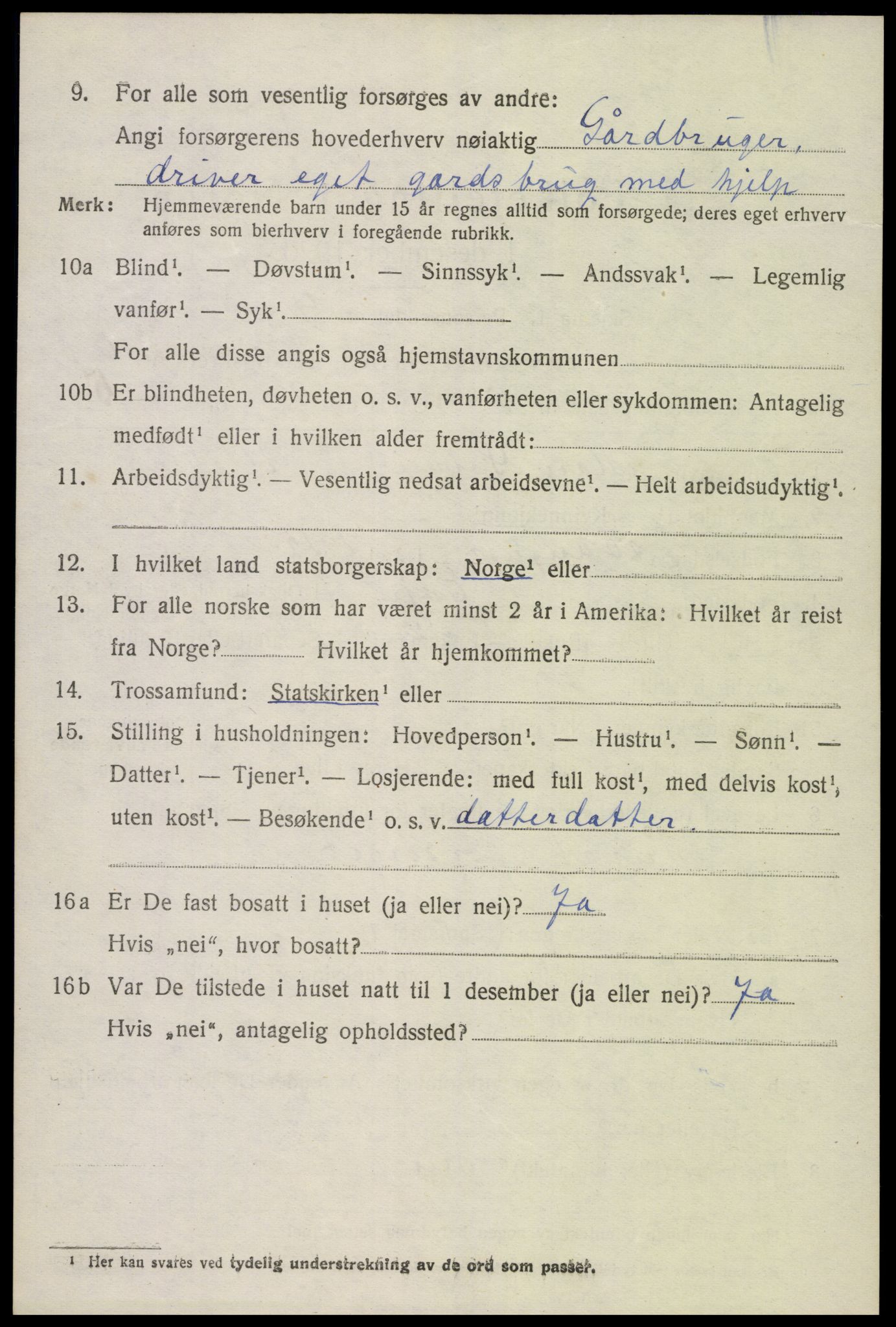 SAK, 1920 census for Hornnes, 1920, p. 1612