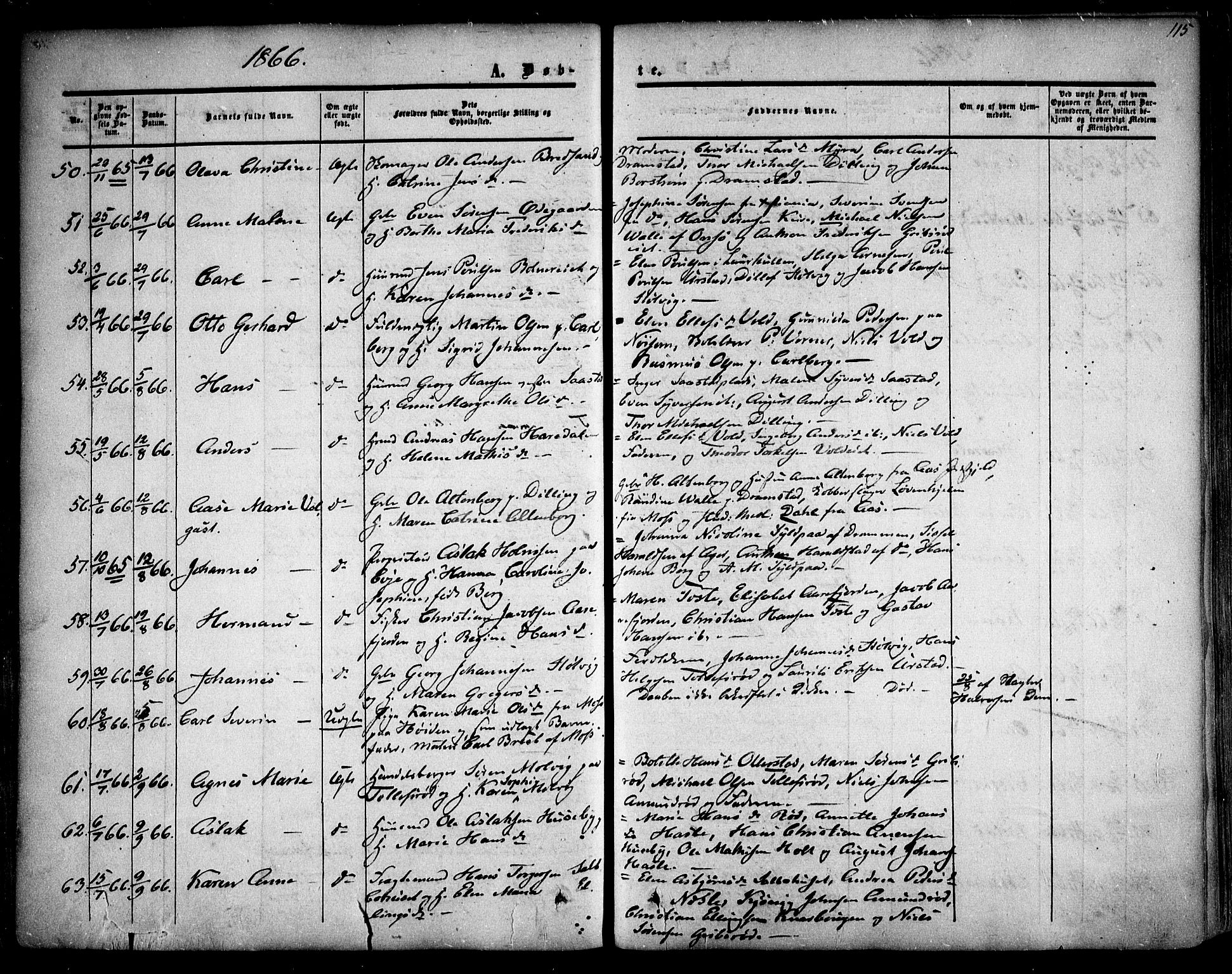 Rygge prestekontor Kirkebøker, AV/SAO-A-10084b/F/Fa/L0005: Parish register (official) no. 5, 1852-1871, p. 115