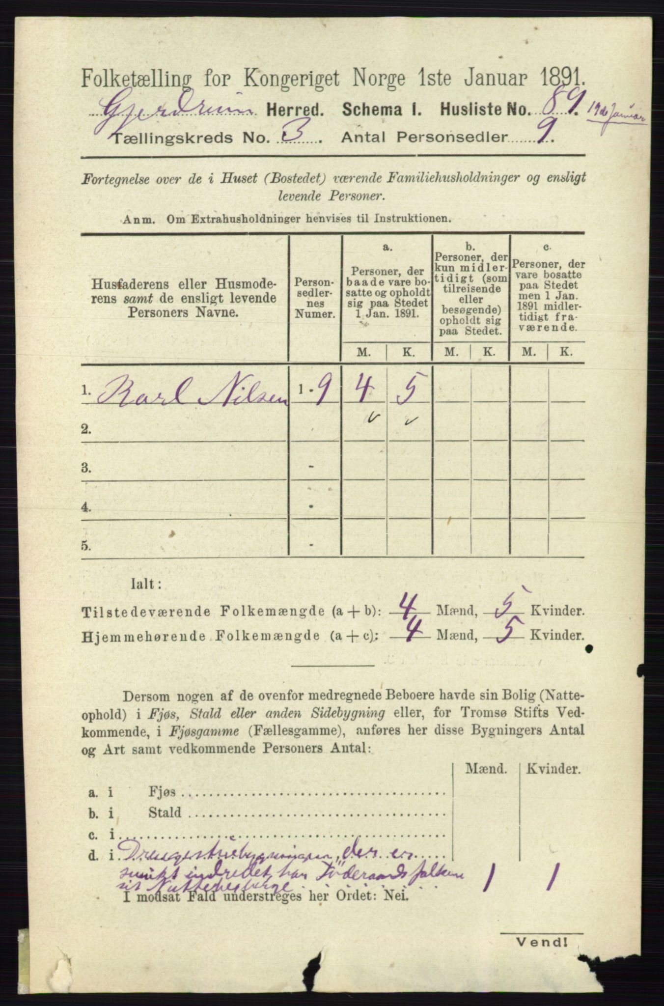 RA, 1891 census for 0234 Gjerdrum, 1891, p. 1249